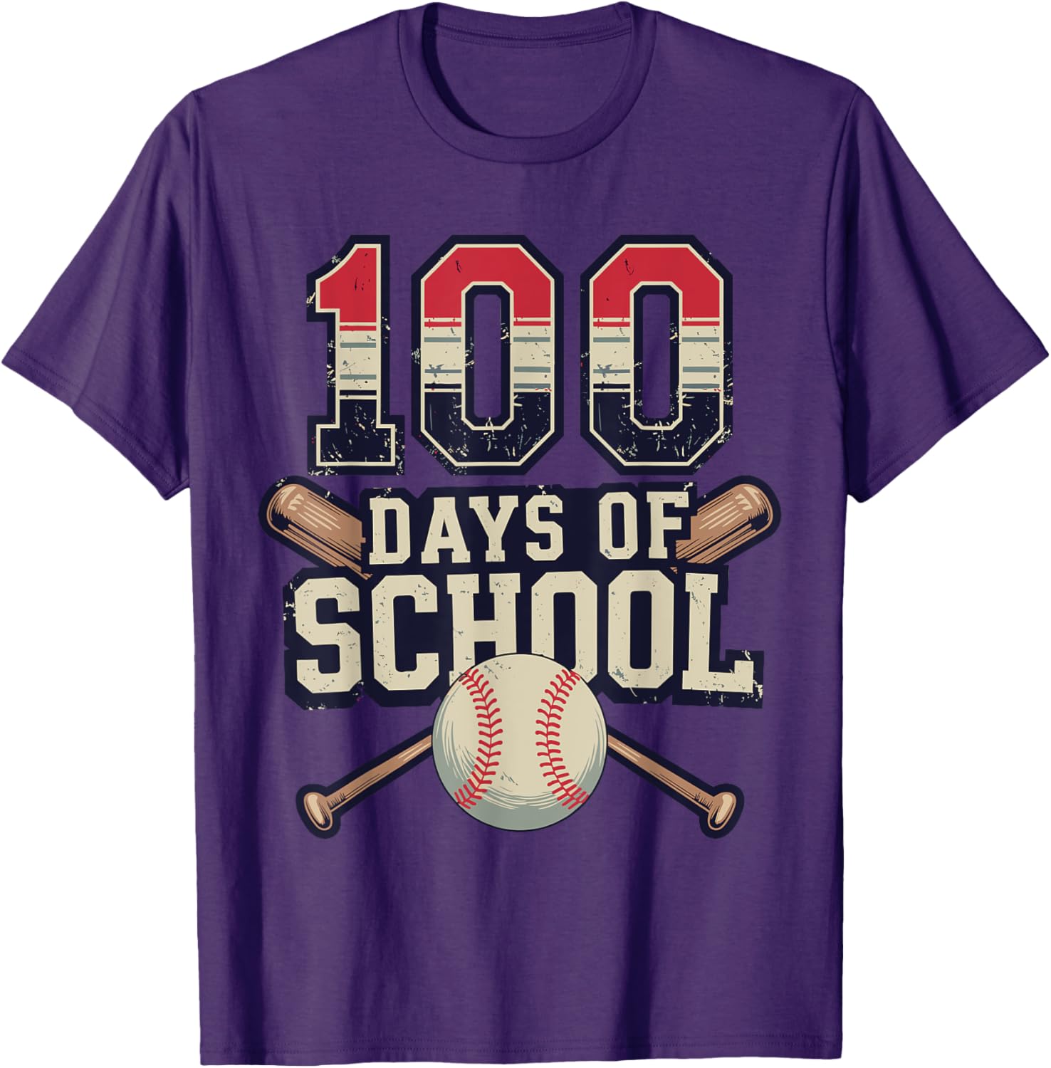 Vintage Baseball Theme 100 Days of School Celebration T-Shirt for Kids - 24