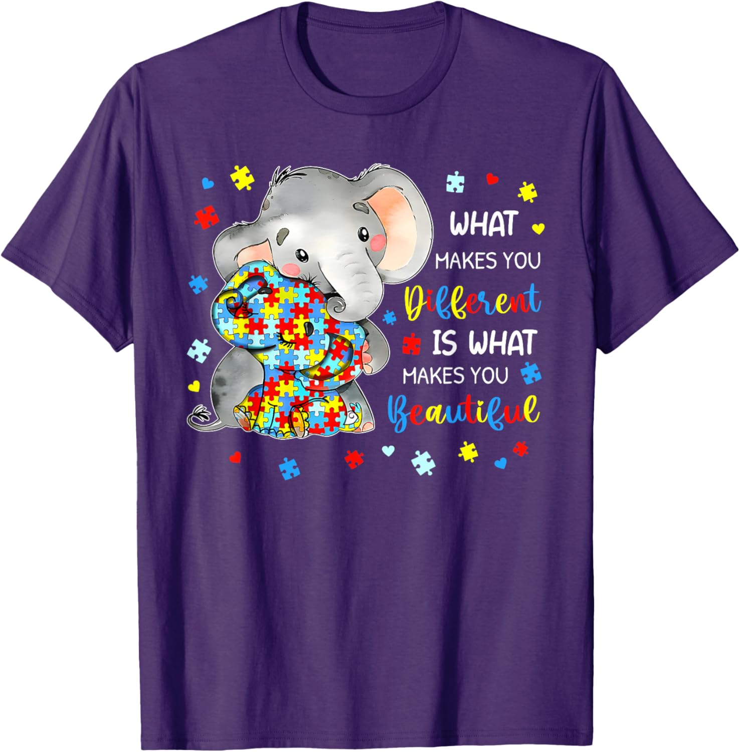 Unique Autism Awareness Elephant T-Shirt Celebrating Individuality and Beauty - 2