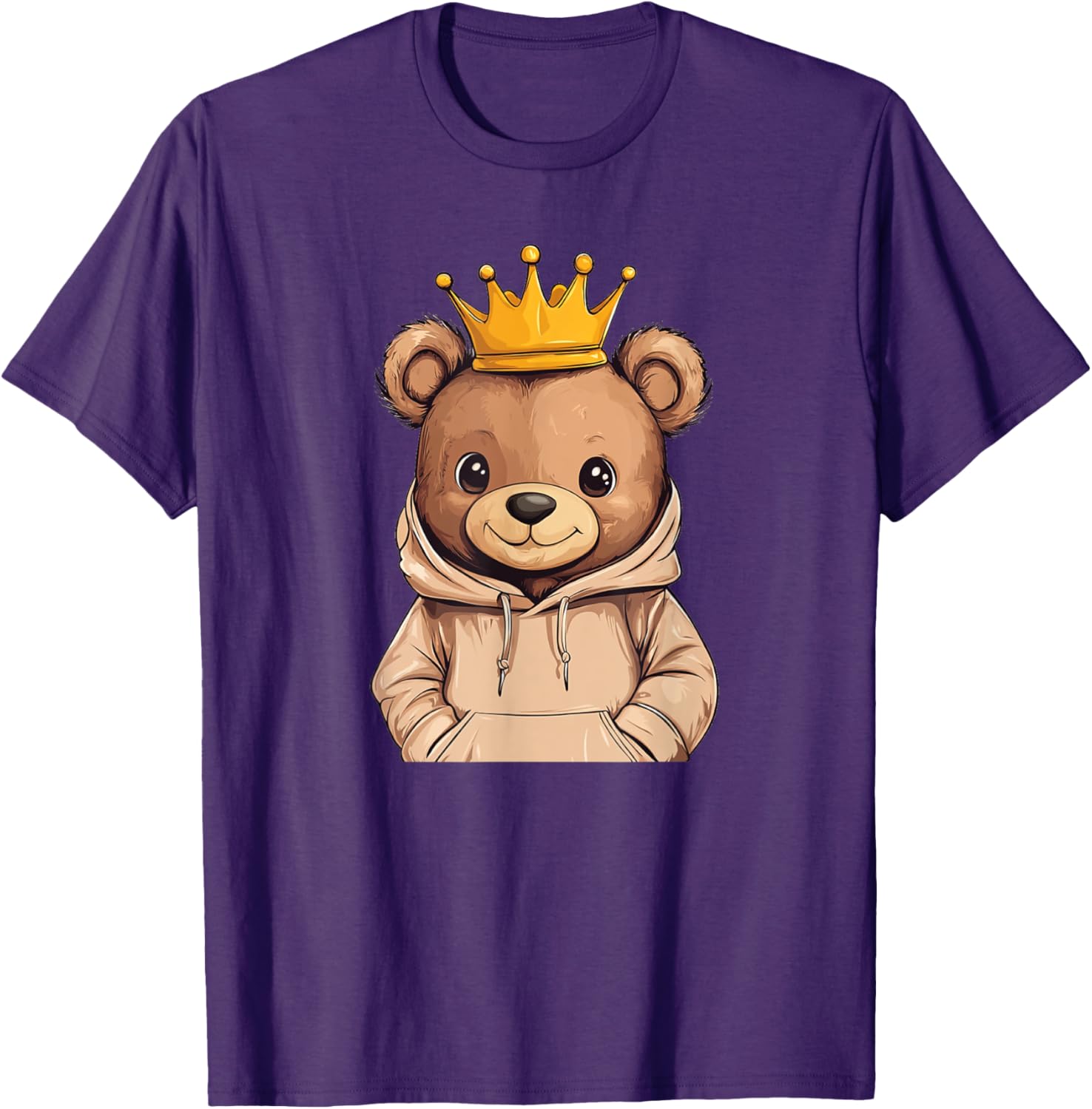 Adorable Cool Teddy Bear King with Crown and Sweater T-Shirt Outfit - 24