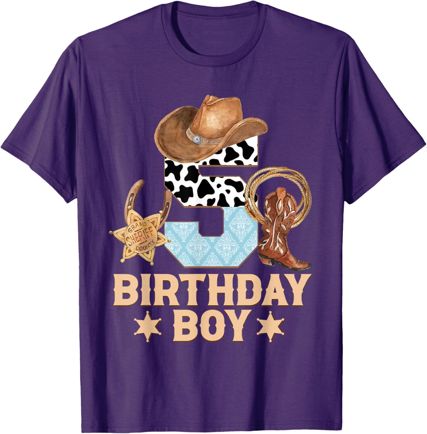 Western Family Birthday Boy Cowboy T-Shirt for 5th Birthday Celebration - 7