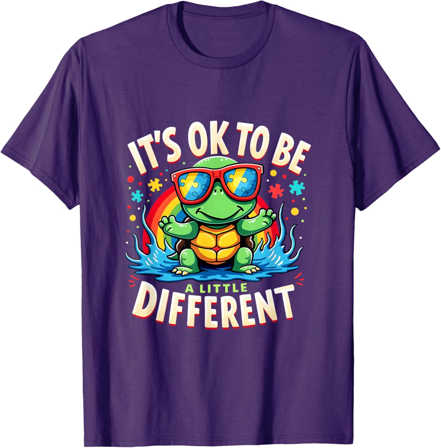 Cute Turtle Autism Awareness T-Shirt It's Ok To Be A Little Different - 7