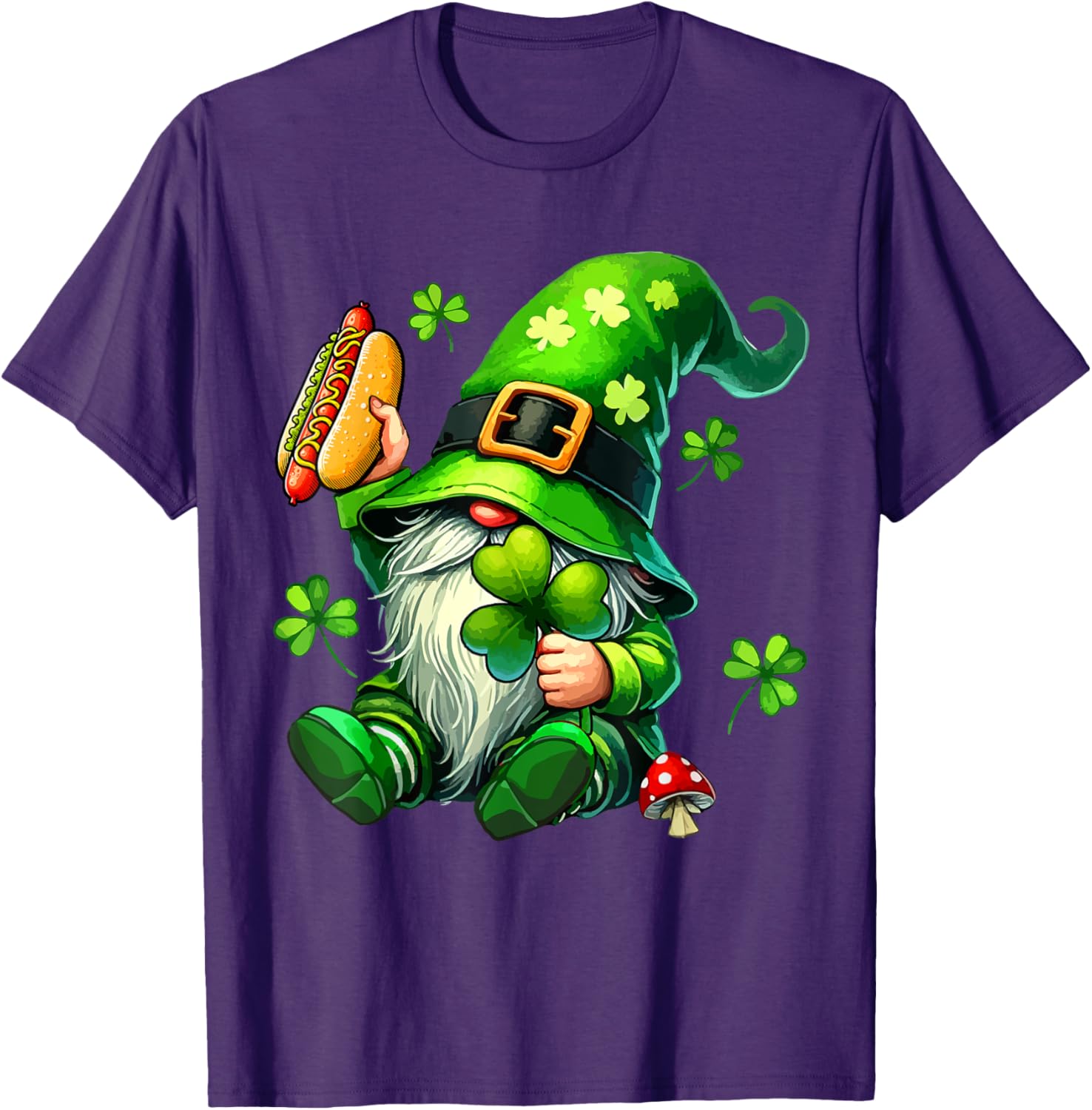 Gnome Eating Hot Dog St. Patrick's Day T-Shirt for Food Lovers - 24