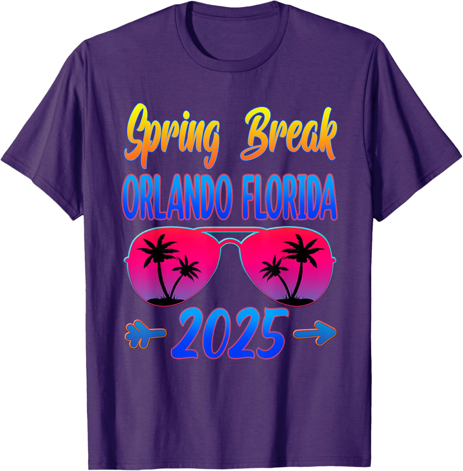Spring Break Orlando 2025 Beach Group T-Shirt with Fun Glasses Design - 2