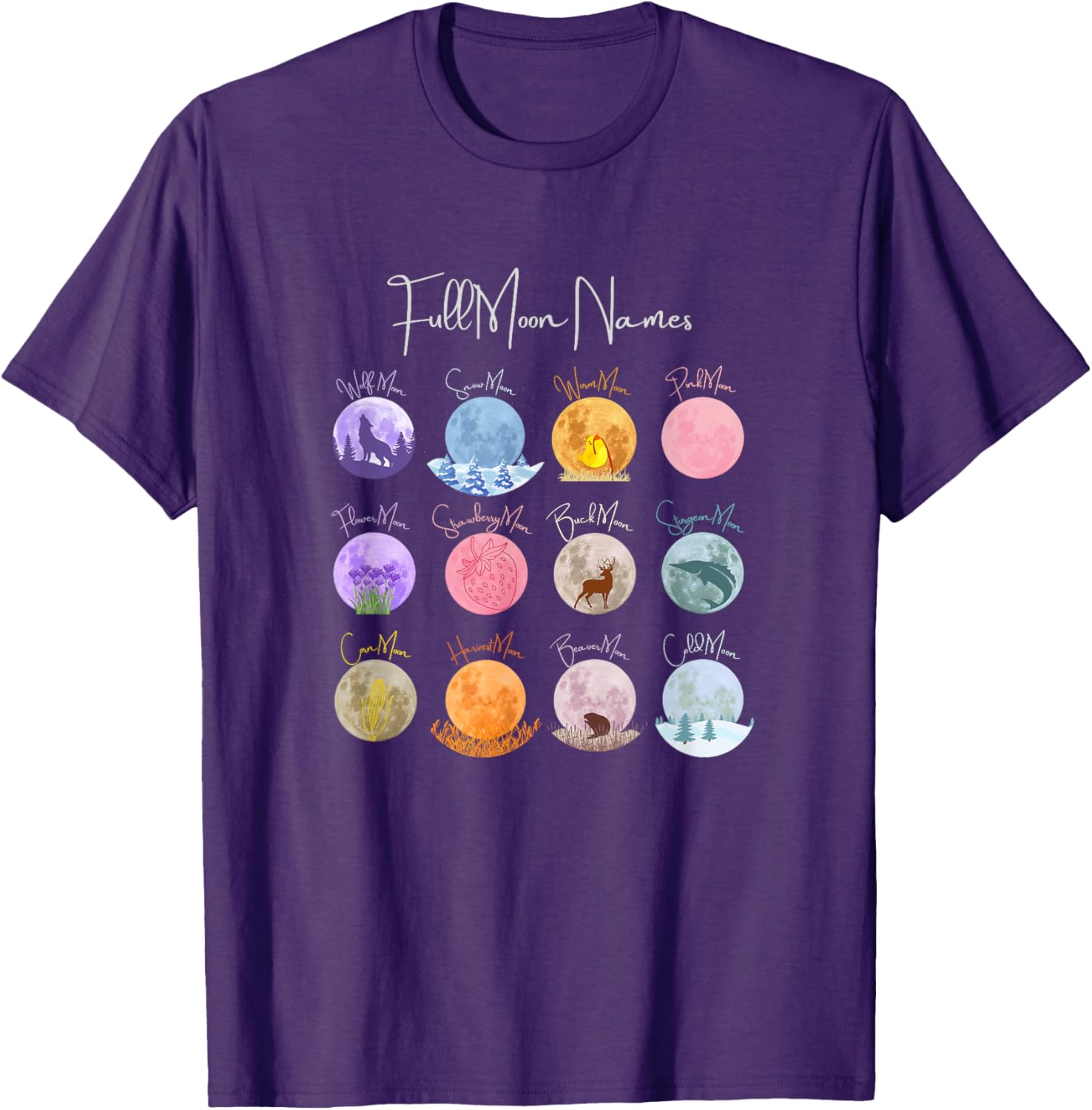 Full Moon Names T-Shirt Lunar Calendar Tees and Accessories Elegance - 11