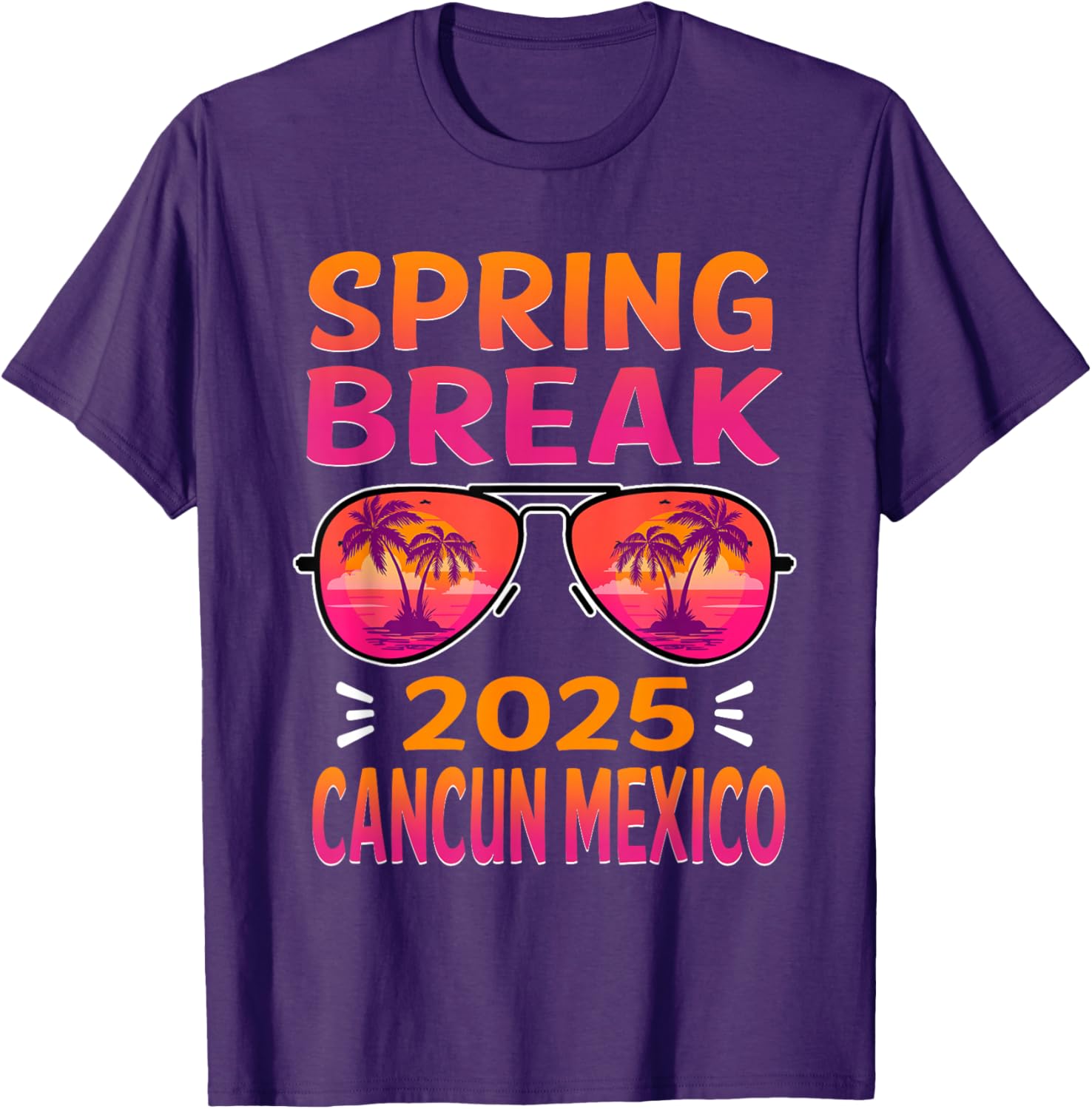 Retro Beach Vacation T-Shirt with Spring Break Cancun Sunglasses 2025 - 11