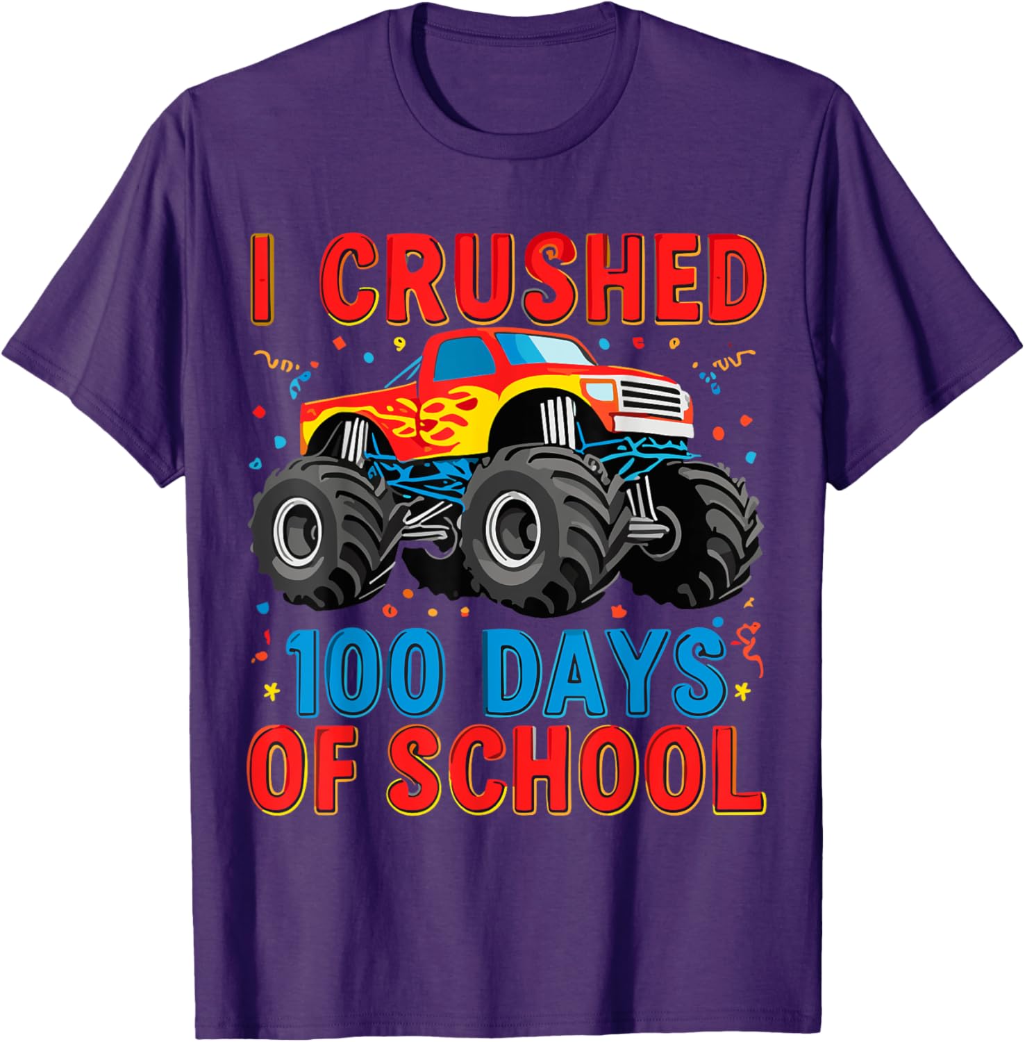100 Days of School Monster Truck T-Shirt for Boys Fun School Spirit Gear - 6