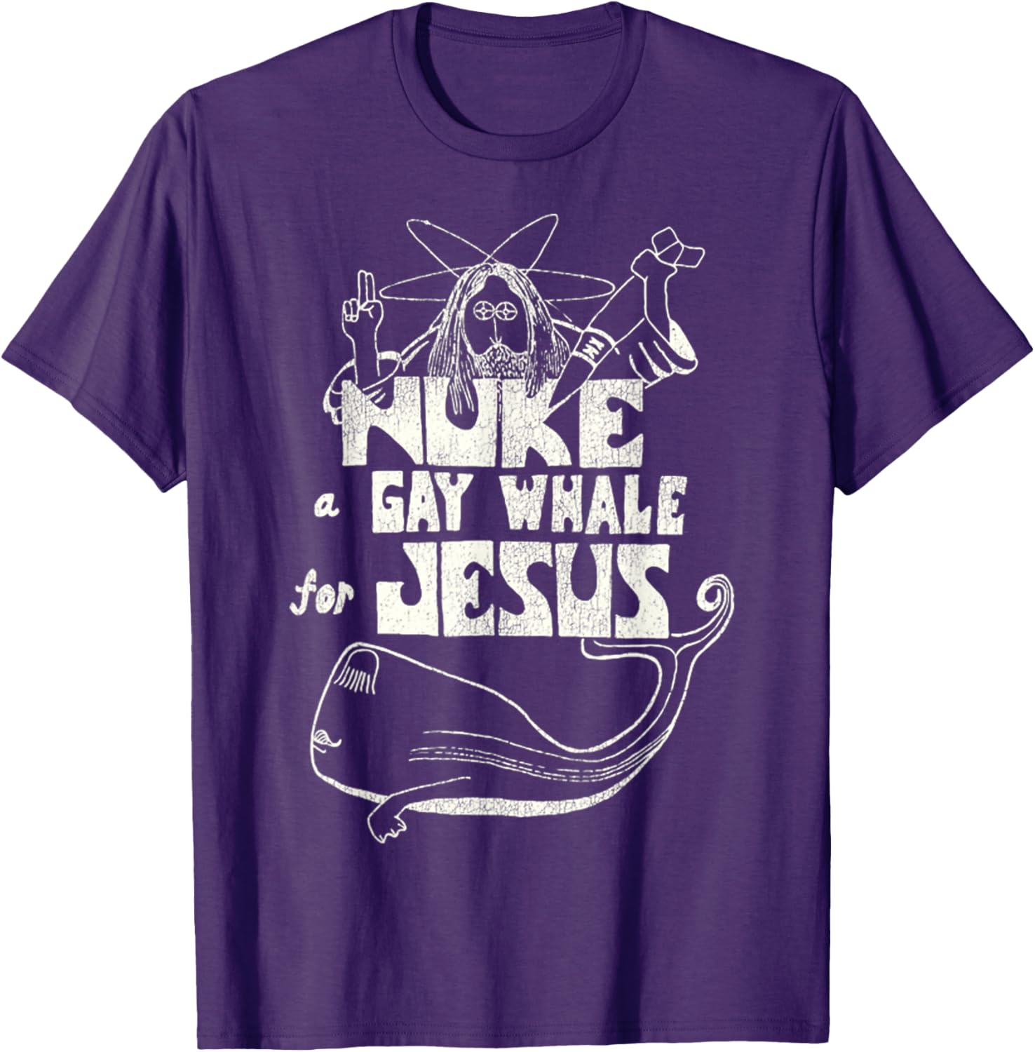 Funny Vintage 80s Nuke a Gay Whale For Jesus T-Shirt for Social Advocacy - 18