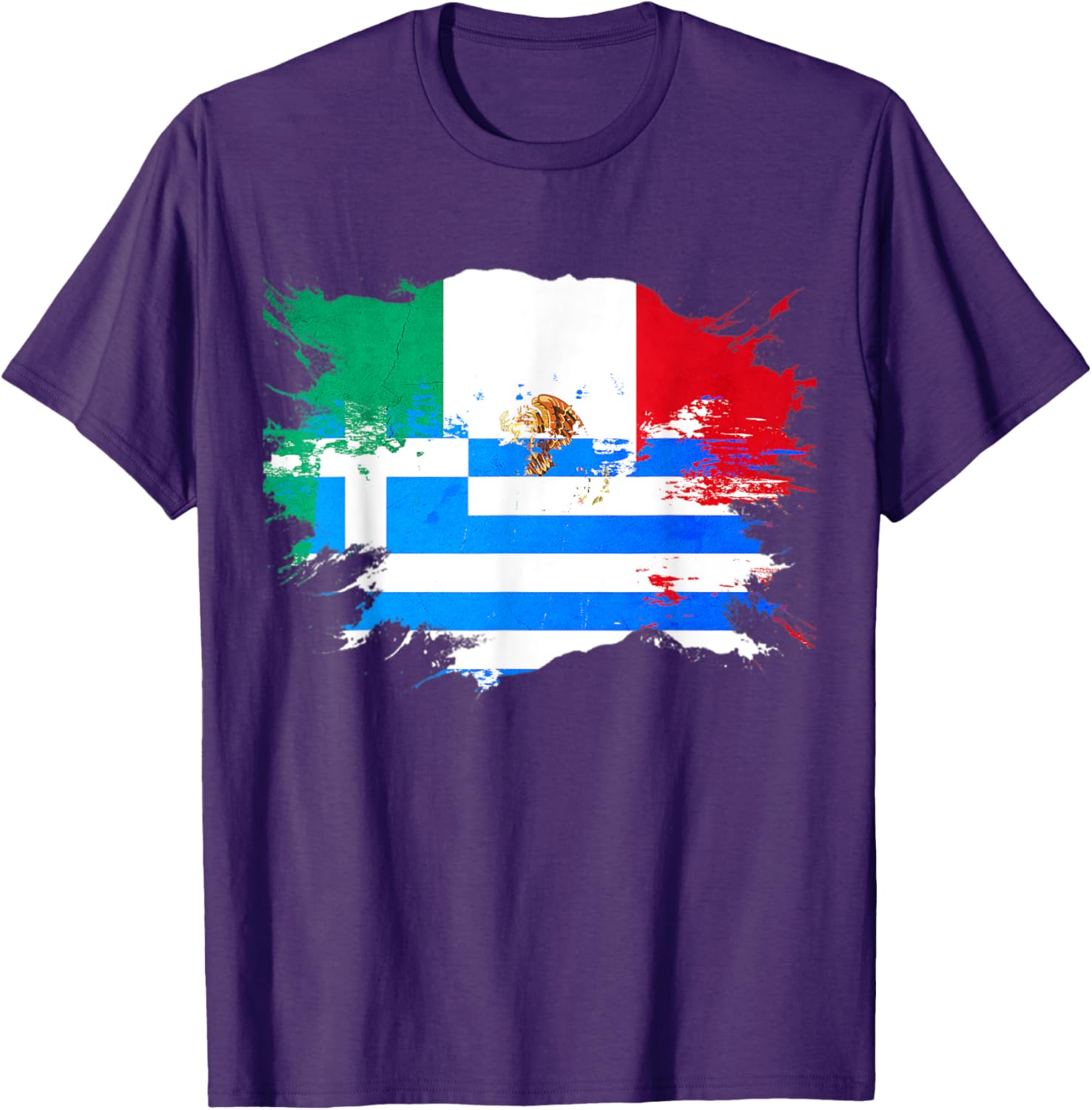 Mexican and Greek Heritage Flag T-Shirt for Proud Celebrations - 1