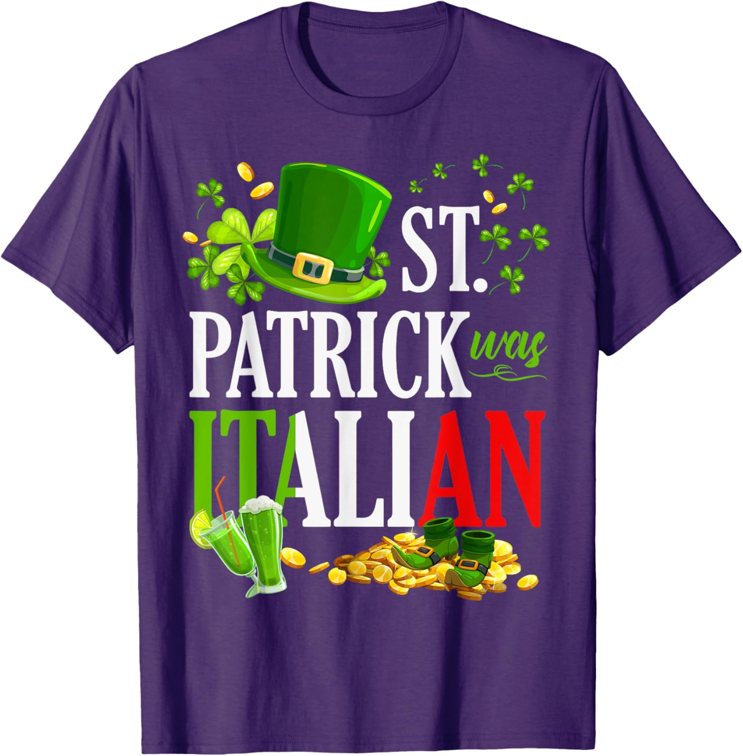 Vintage St Patrick Was Italian Clover Graphic T-Shirt for St Patricks Day - 4