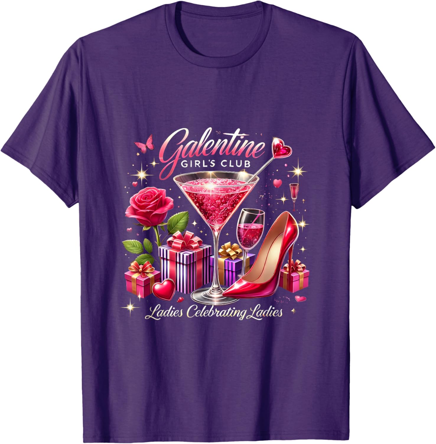 Galentine's Celebration Martini Glass T-Shirt for Fun Girls Night Out - 12