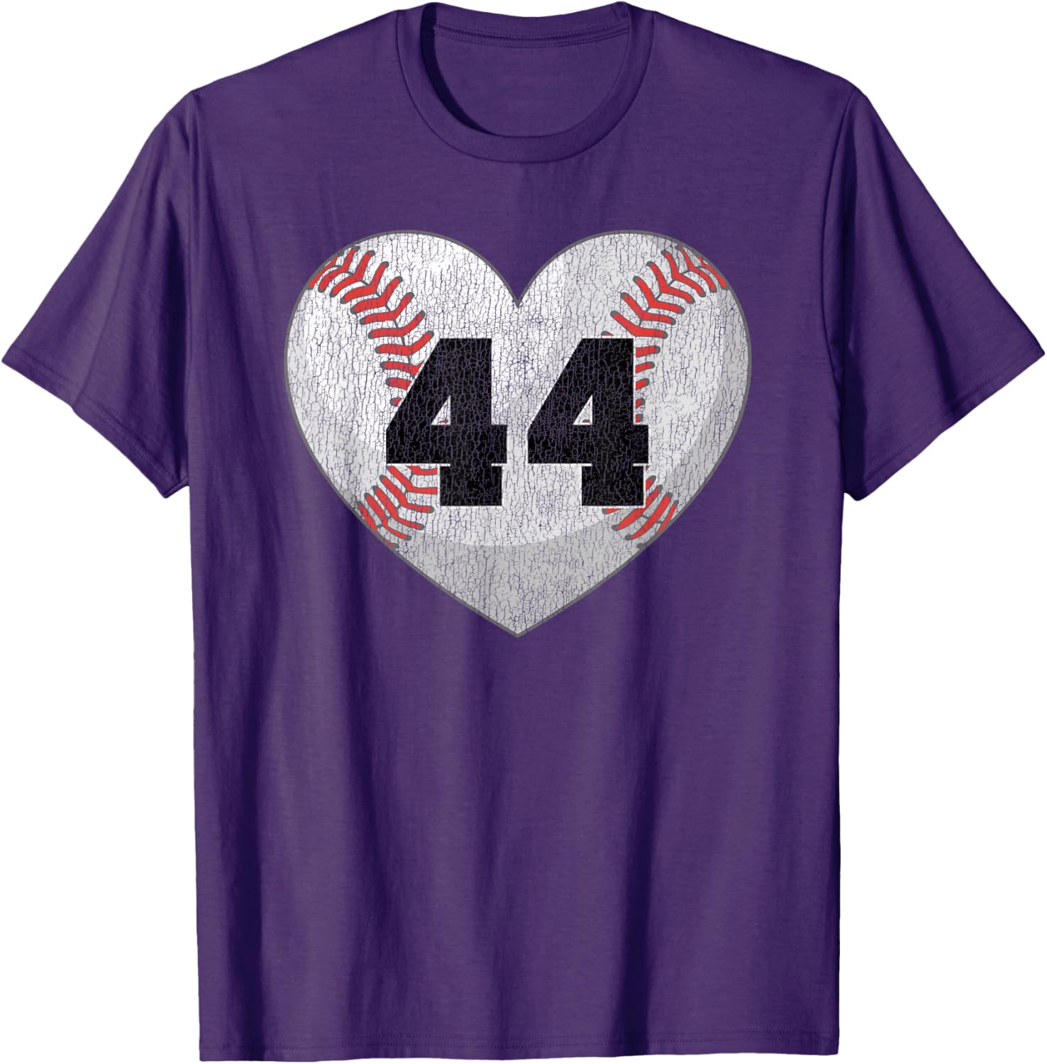 Cute Baseball Number 44 Distressed Heart T-Shirt for Baseball Moms - 23