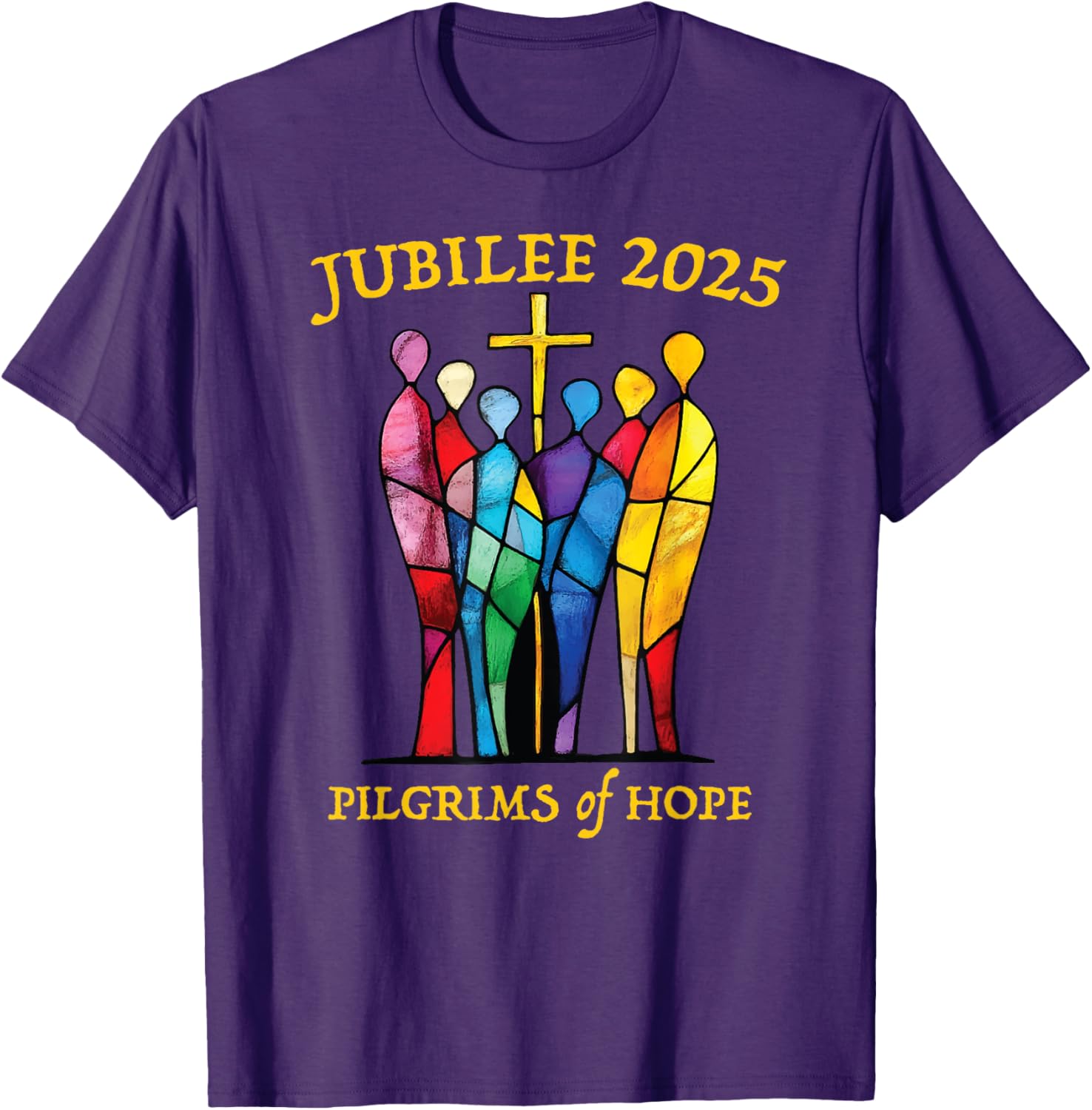 Catholic Jubilee 2025 Pilgrims of Hope Stained Glass T-Shirt for All - 20