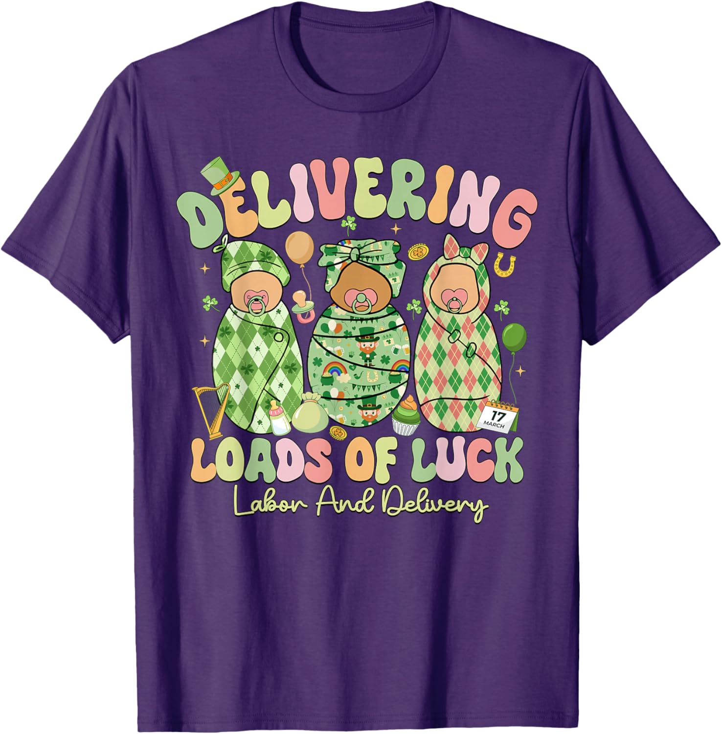 Lucky St Patricks Day Labor and Delivery T-Shirt for Moms to Be - 5