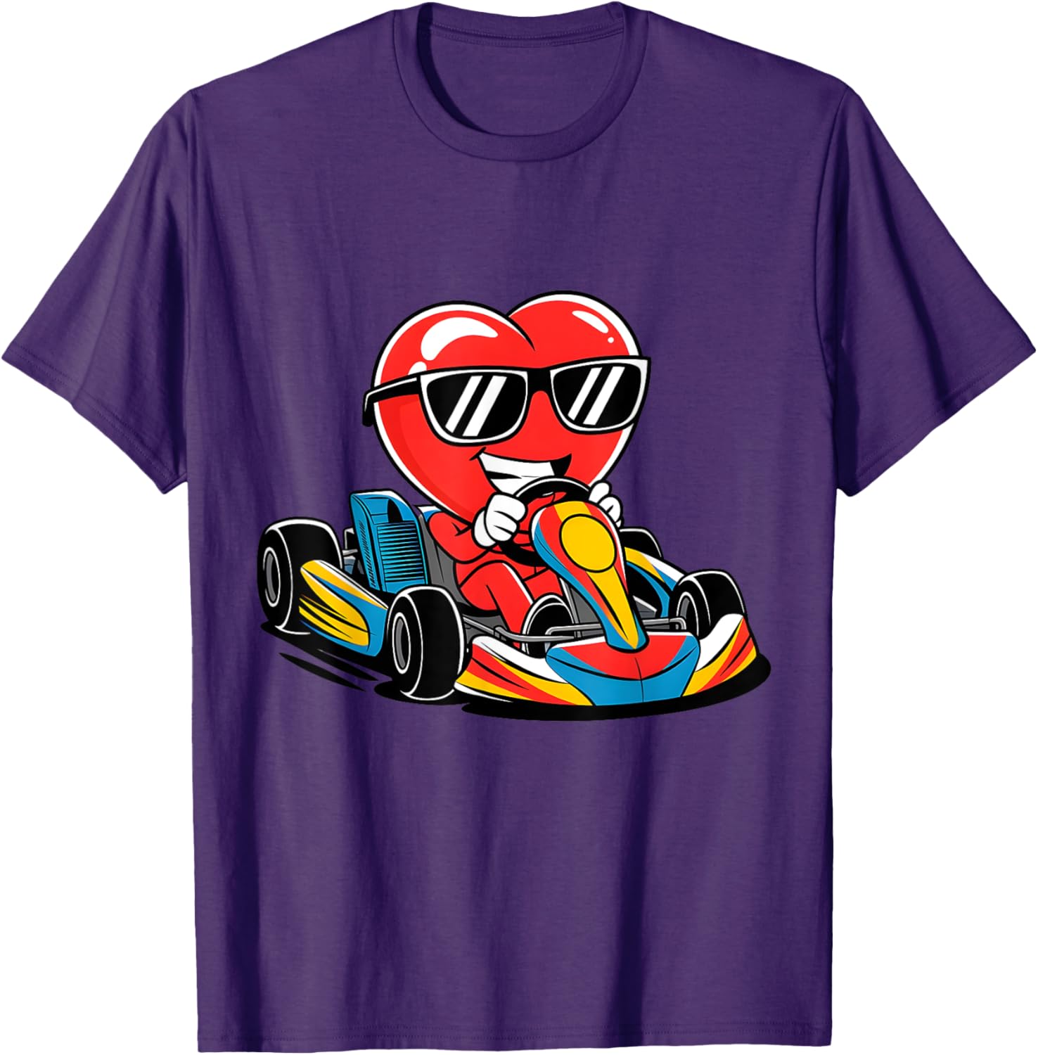 Heart Racing Go-Kart Valentine's Day T-Shirt for Boys and Girls - 6