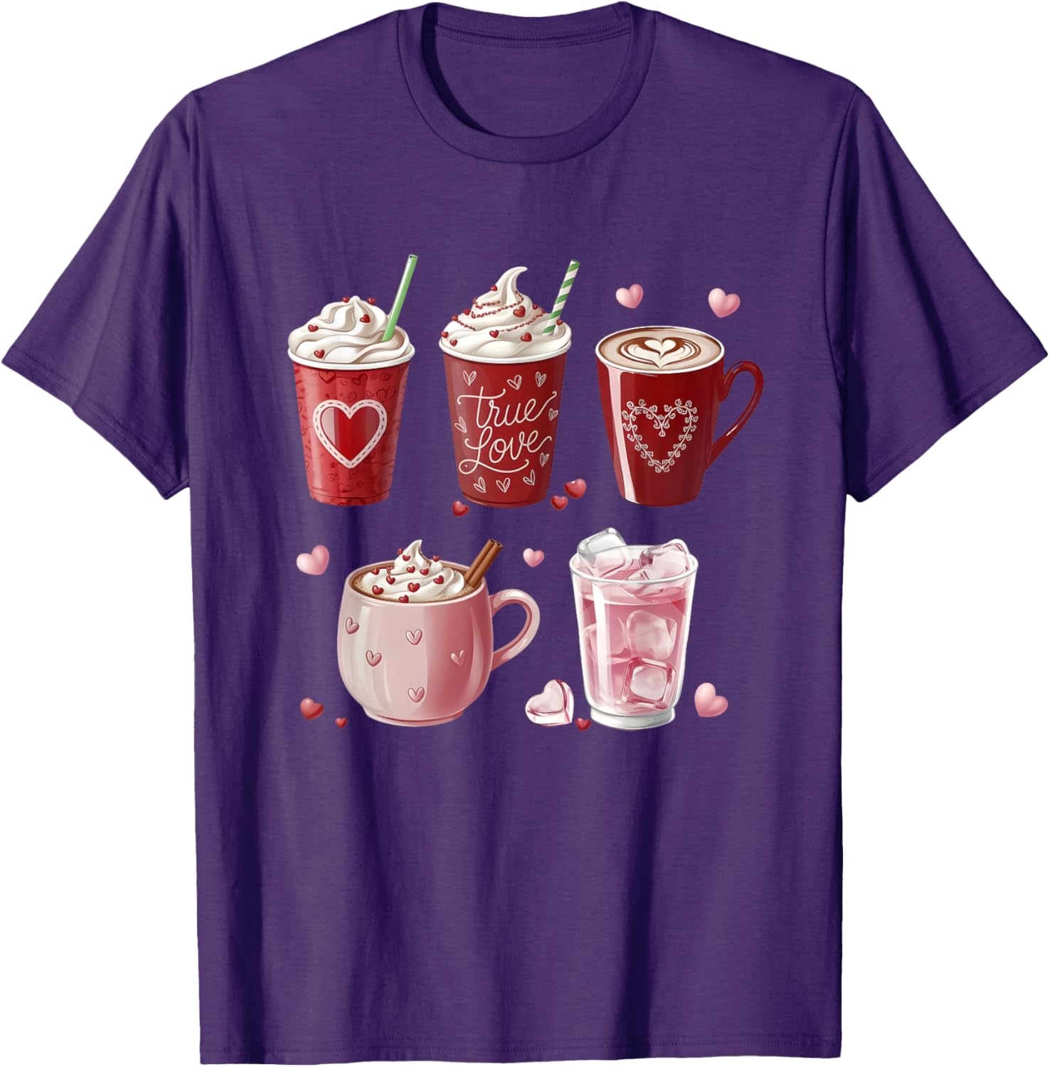 Coffee Lover Valentine T-Shirt Cute Coffee Cups Design for Him or Her - 16