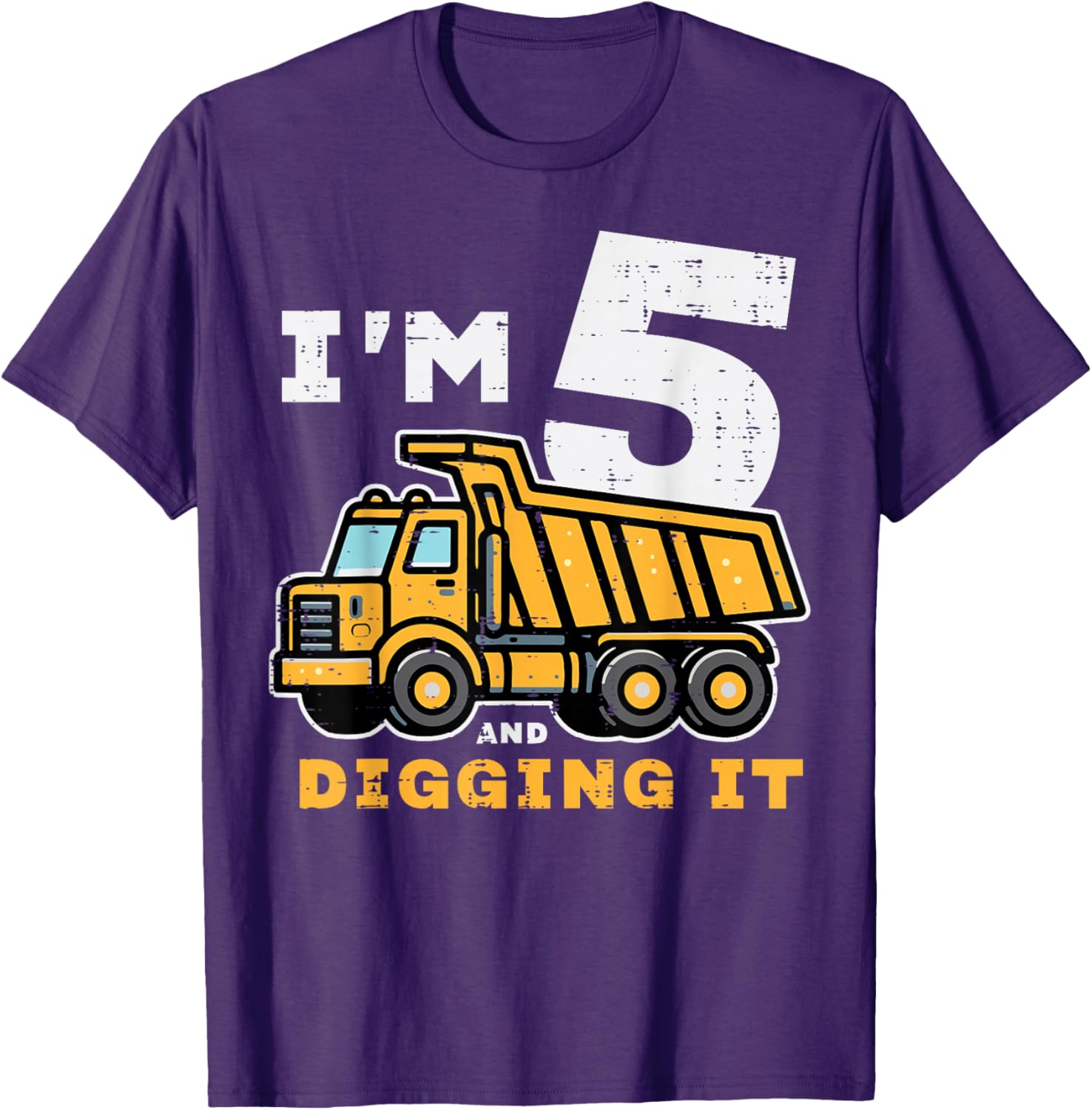 5th Birthday Dump Truck T-Shirt for Boys I’m 5 Digging It Fun Kids Tee - 2