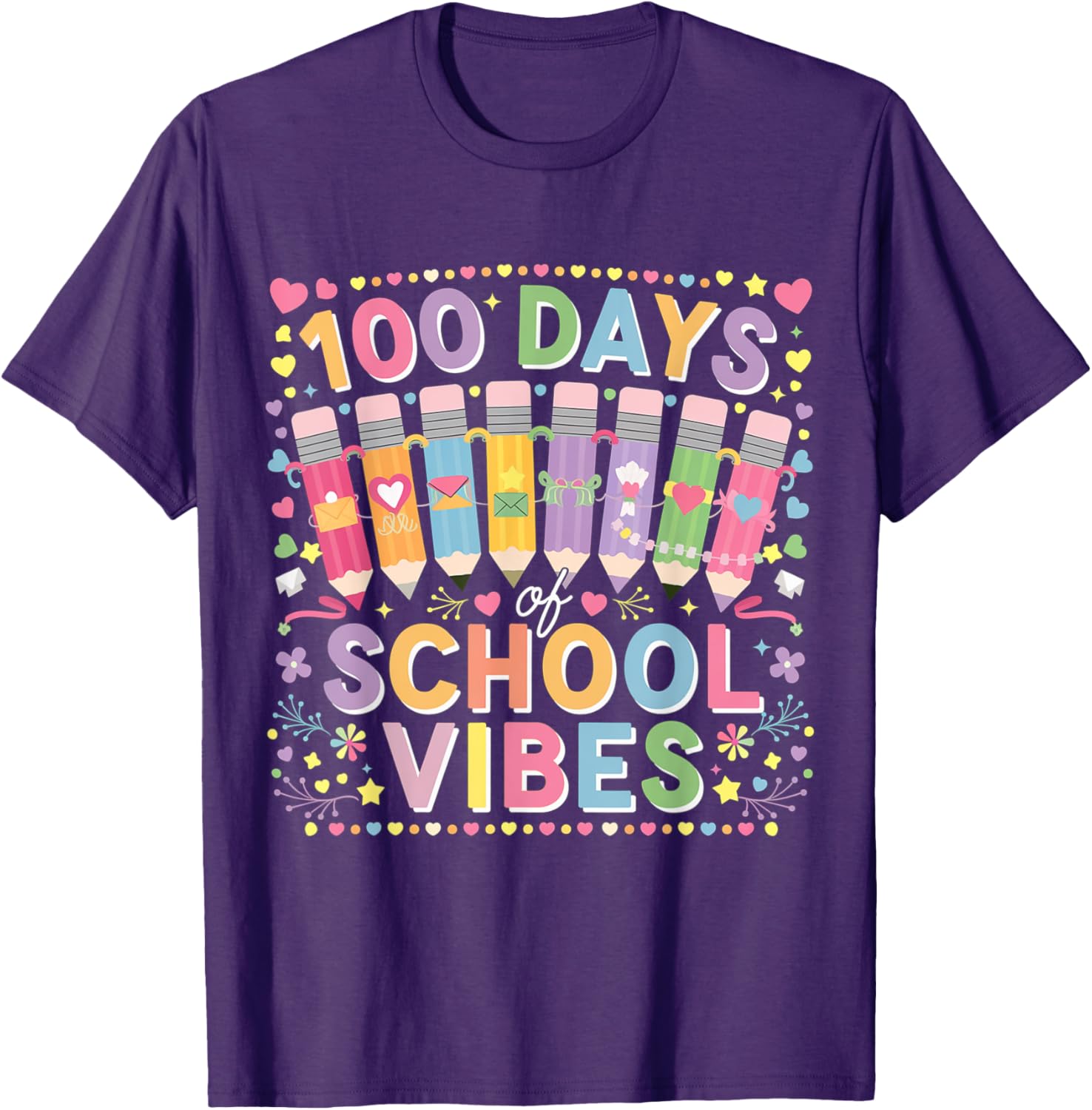 Cute Heart 100th Day of School T-Shirt for Kids Fun Celebration Wear - 9