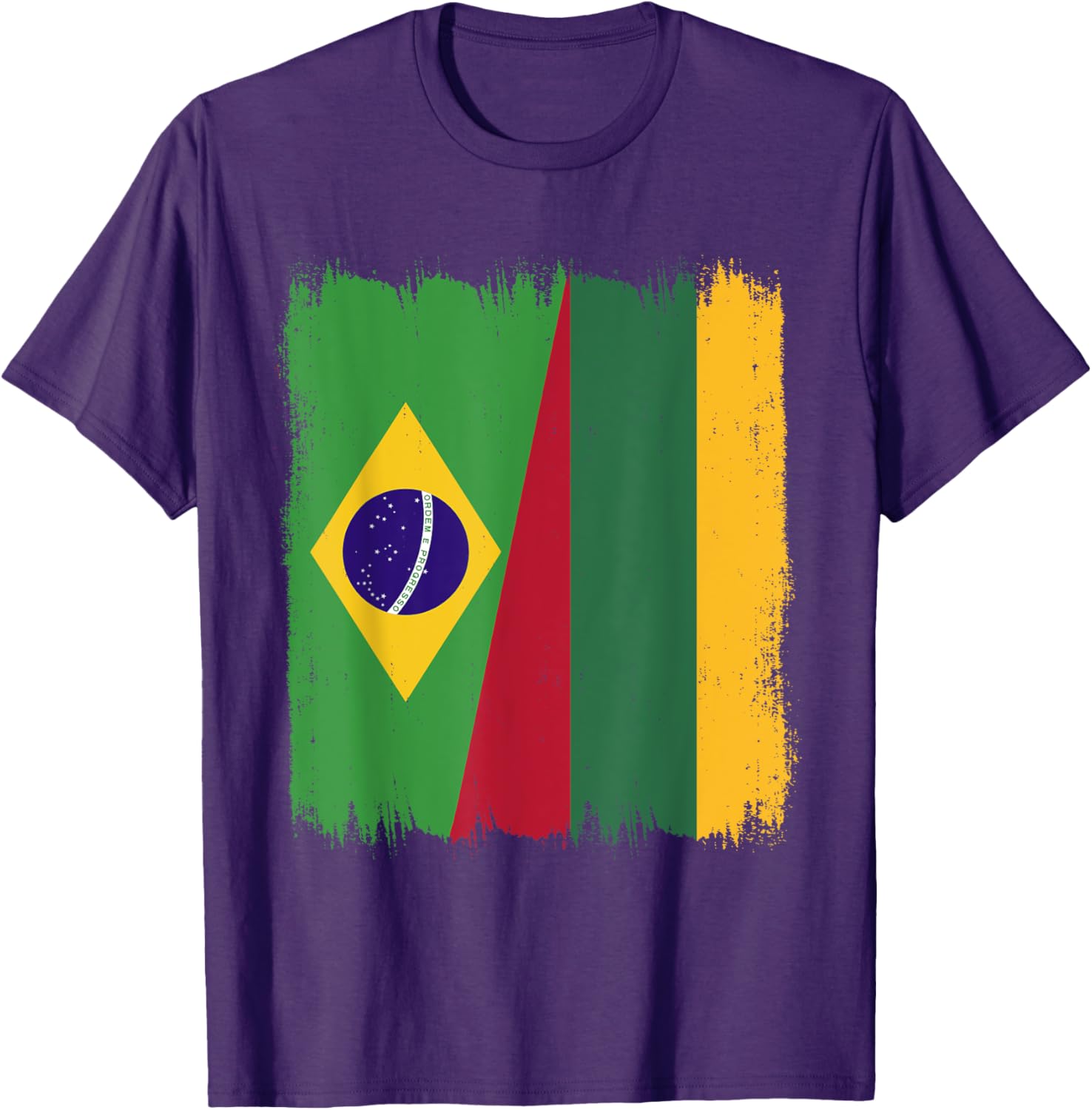 Brazil Lithuania Half Flag Roots T-Shirt for Proud Brazilian Lithuanians - 5