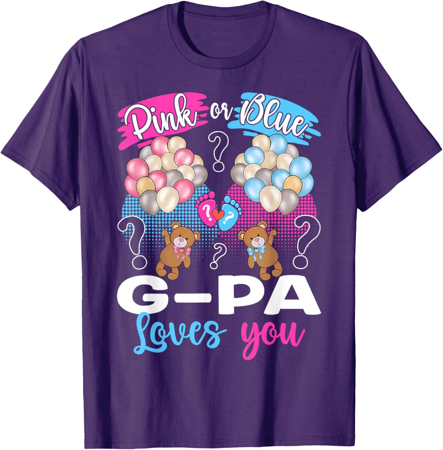 Bears Pink or Blue G-Pa Loves You Gender Reveal T-Shirt for Kids - 1