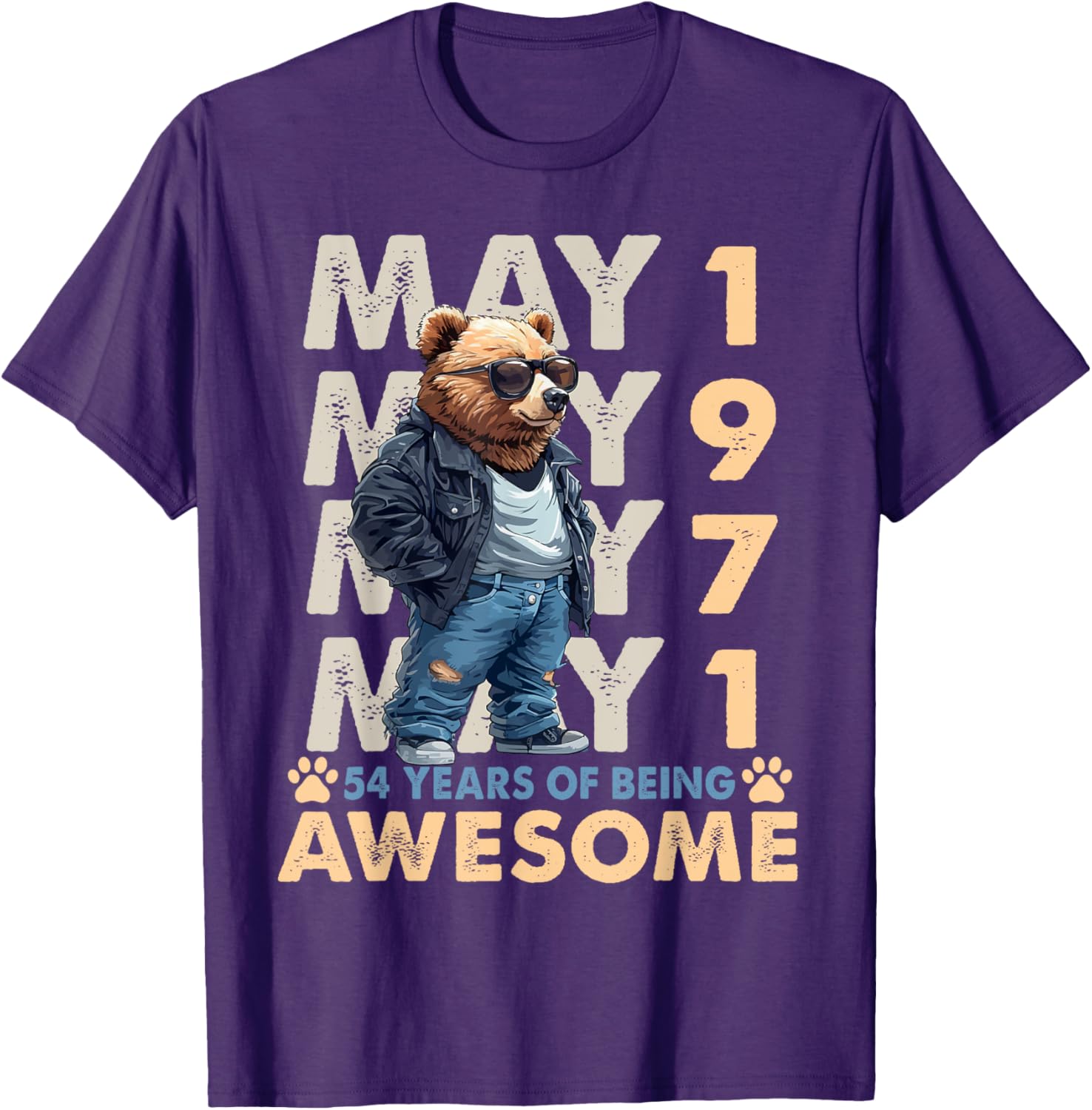 54th Birthday Bear Legends May 1971 T-Shirt for Men - Fun Gift Idea - 25