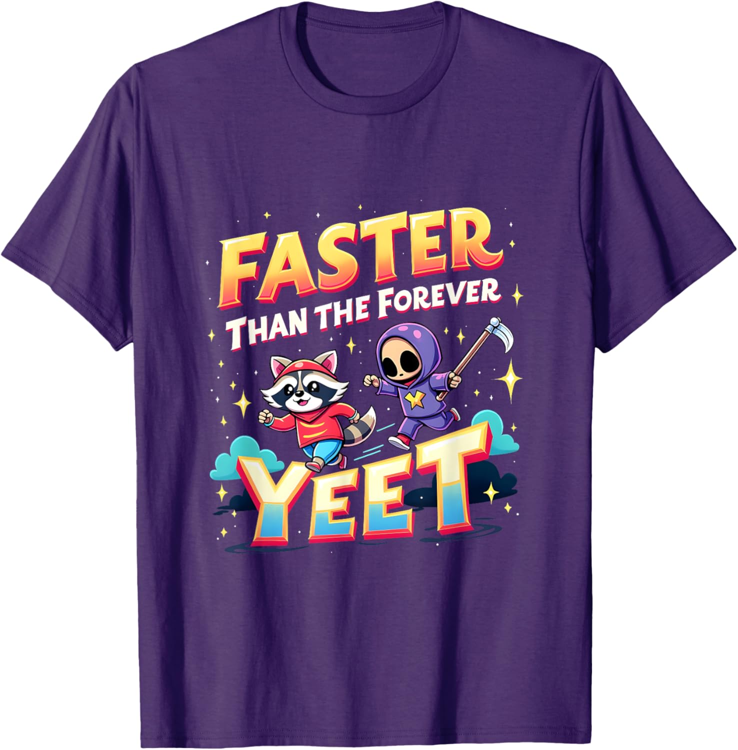 Faster Than The Forever Yeet Funny Raccoon Sloth T-Shirt for Fun Lovers - 2