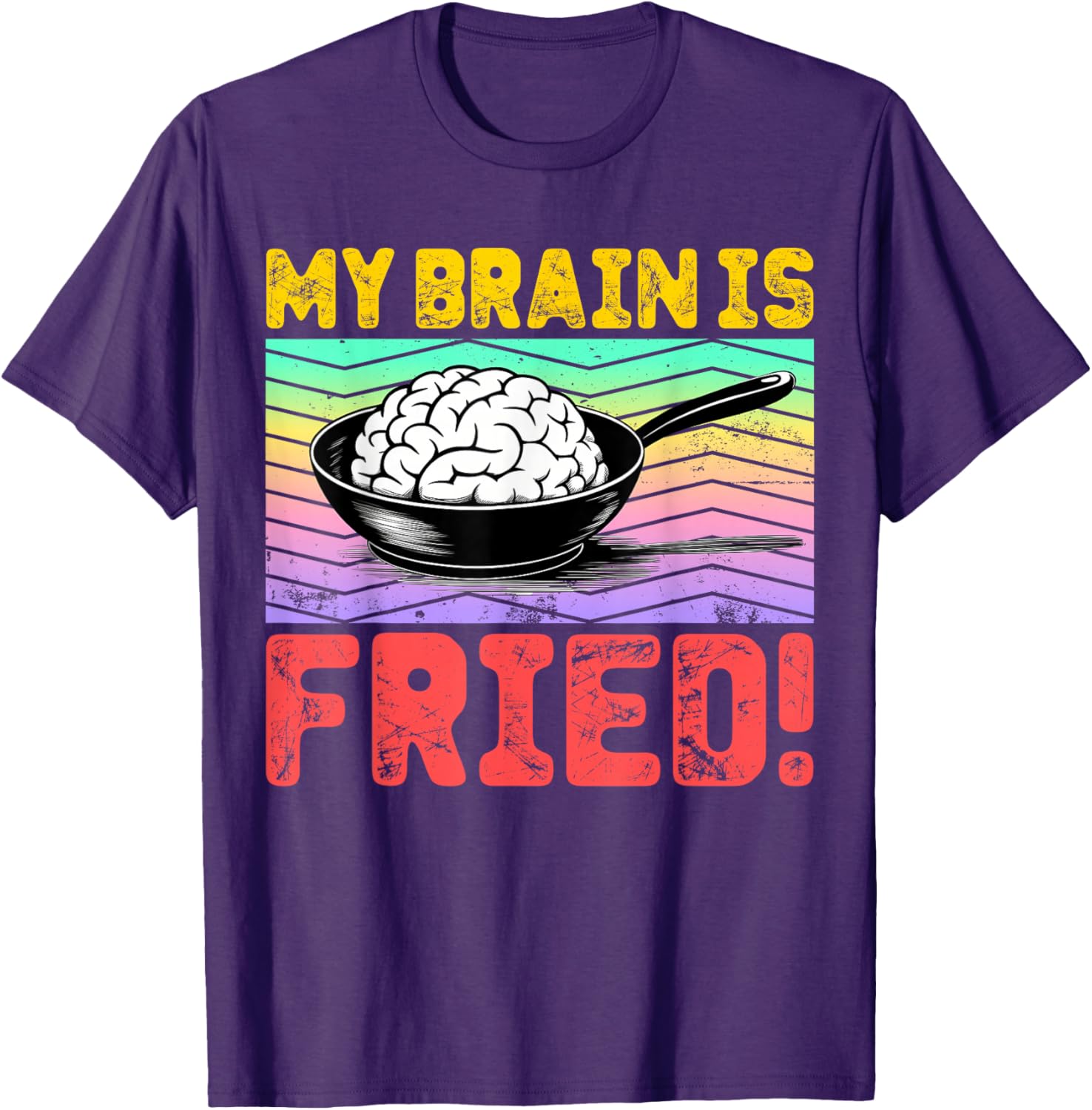 Cartoon Brain Fried Stress Relief T-Shirt for Fun and Relaxation - 8