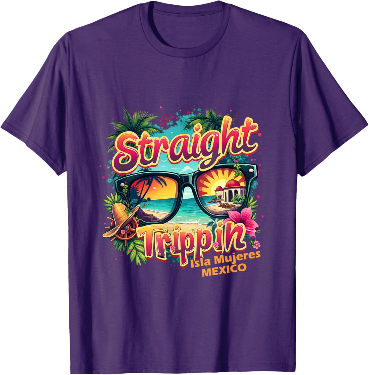 Isla Mujeres 2025 Retro Straight Trippin T-Shirt for Vacation Fun - 20