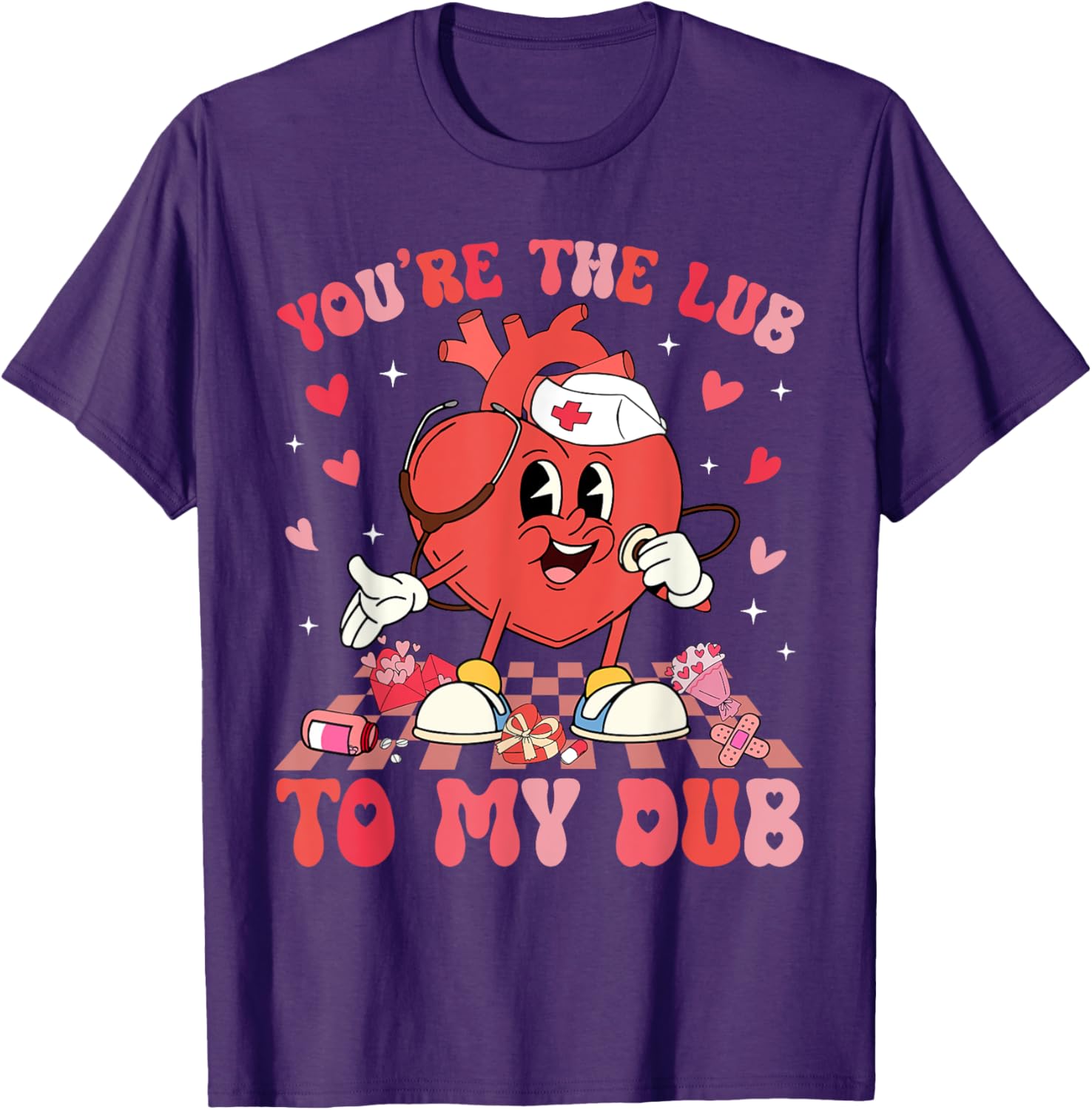 Valentine Retro You're The Lub To My Dub CVICU Nurse T-Shirt Gift - 6