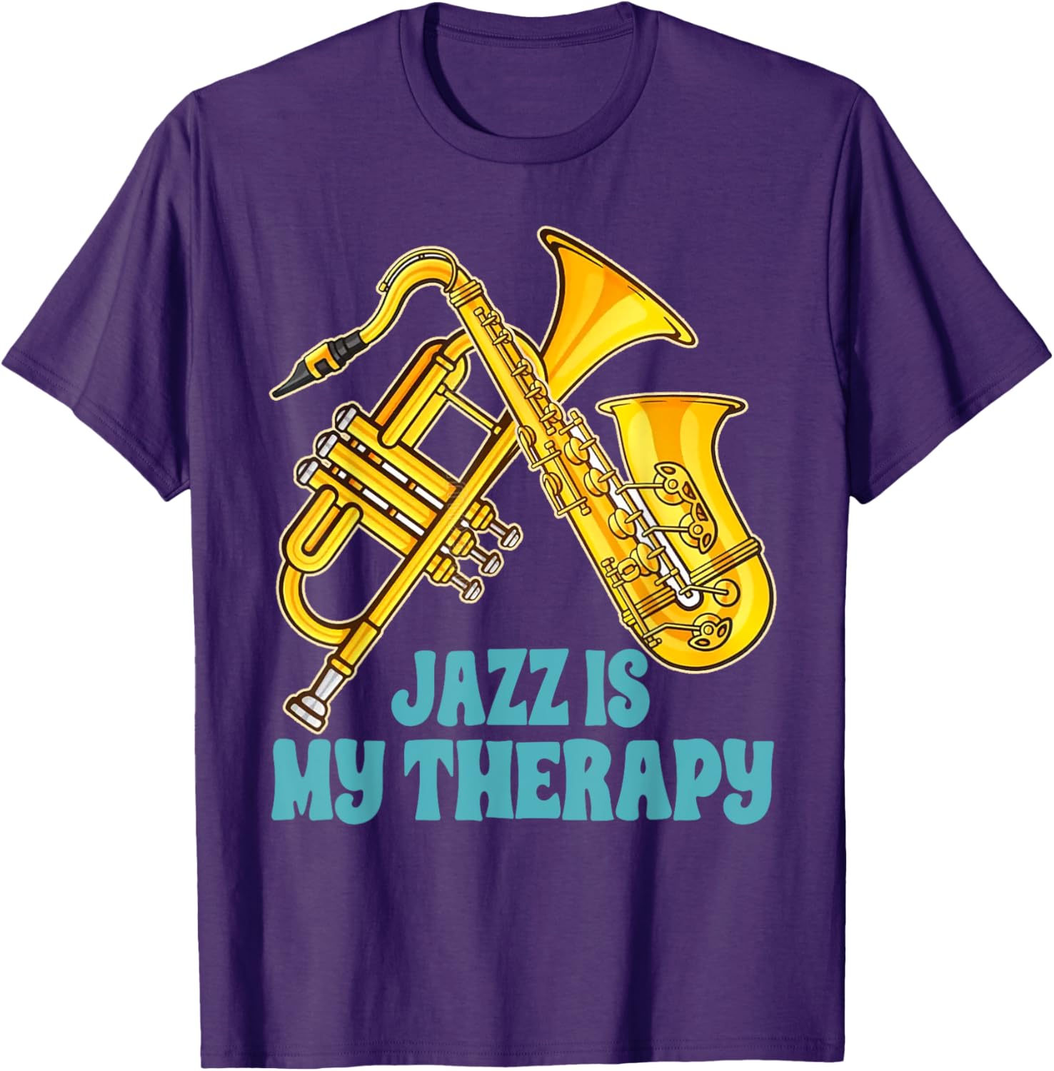 Jazz Lover Musician T-Shirt Featuring Saxophone and Trumpet Design - 13