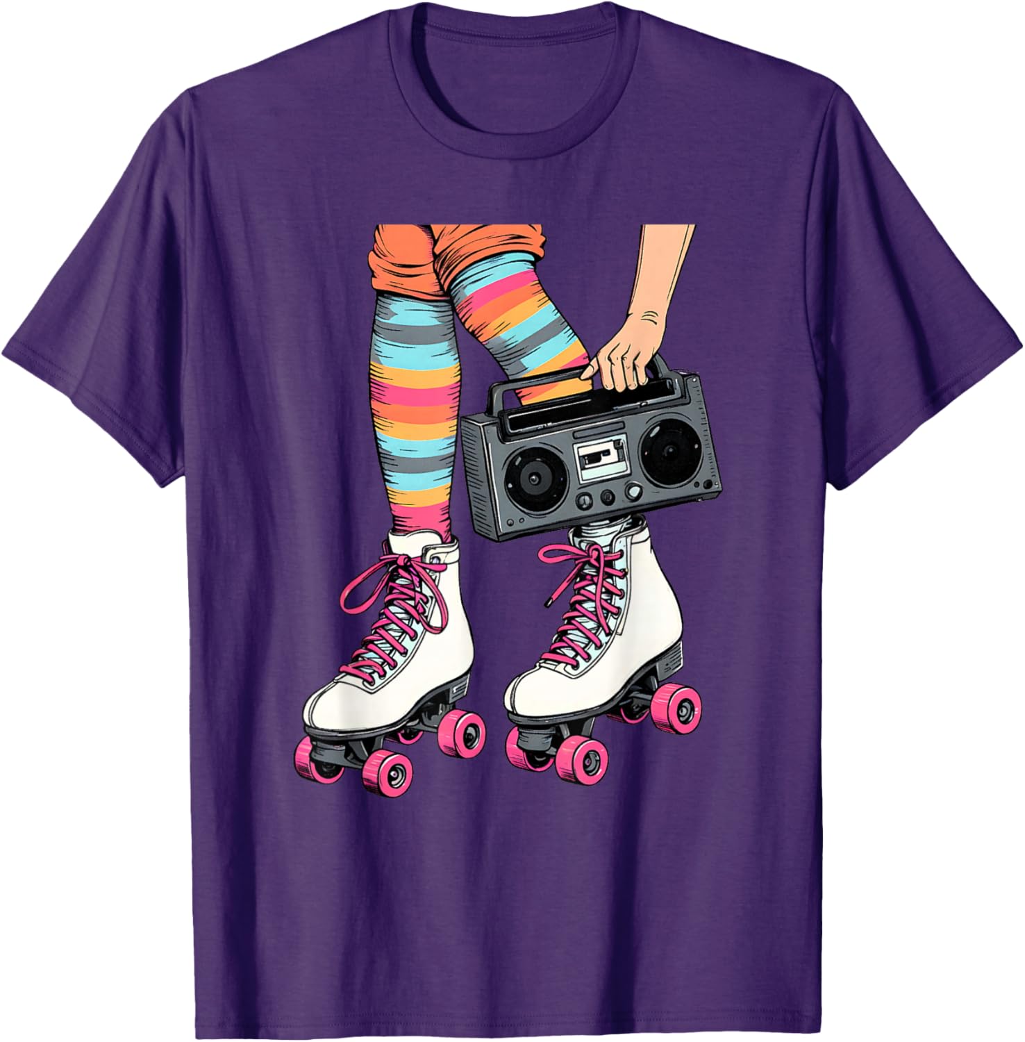 Retro Rollerskates Boombox T-Shirt for Fun 80's 90's Girls Vibes - 22