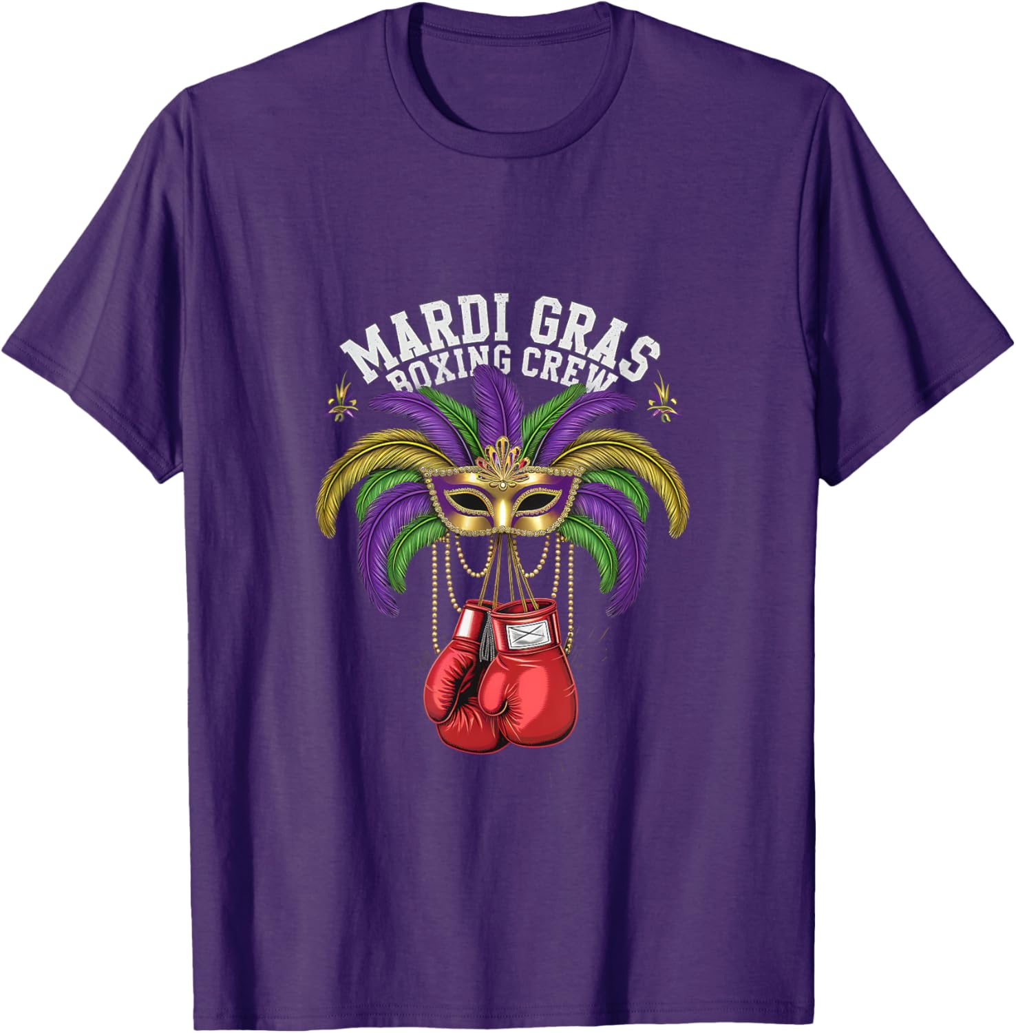 Mardi Gras Masquerade Boxing Crew T-Shirt for Festive Celebrations - 5