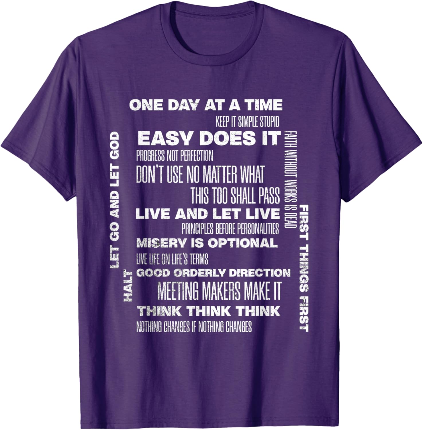 One Day At A Time Inspirational Recovery Sobriety Anniversary T-Shirt - 4