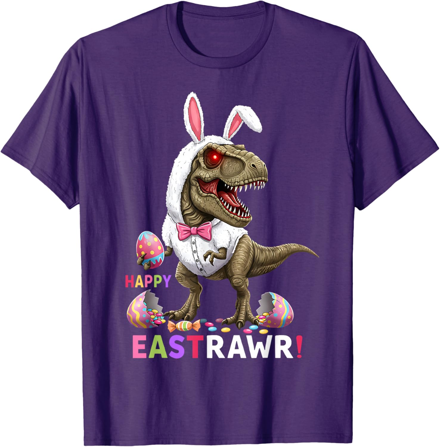 Happy Eastrawr T Rex Bunny Candy Egg Costume T-Shirt for Easter Fun - 4