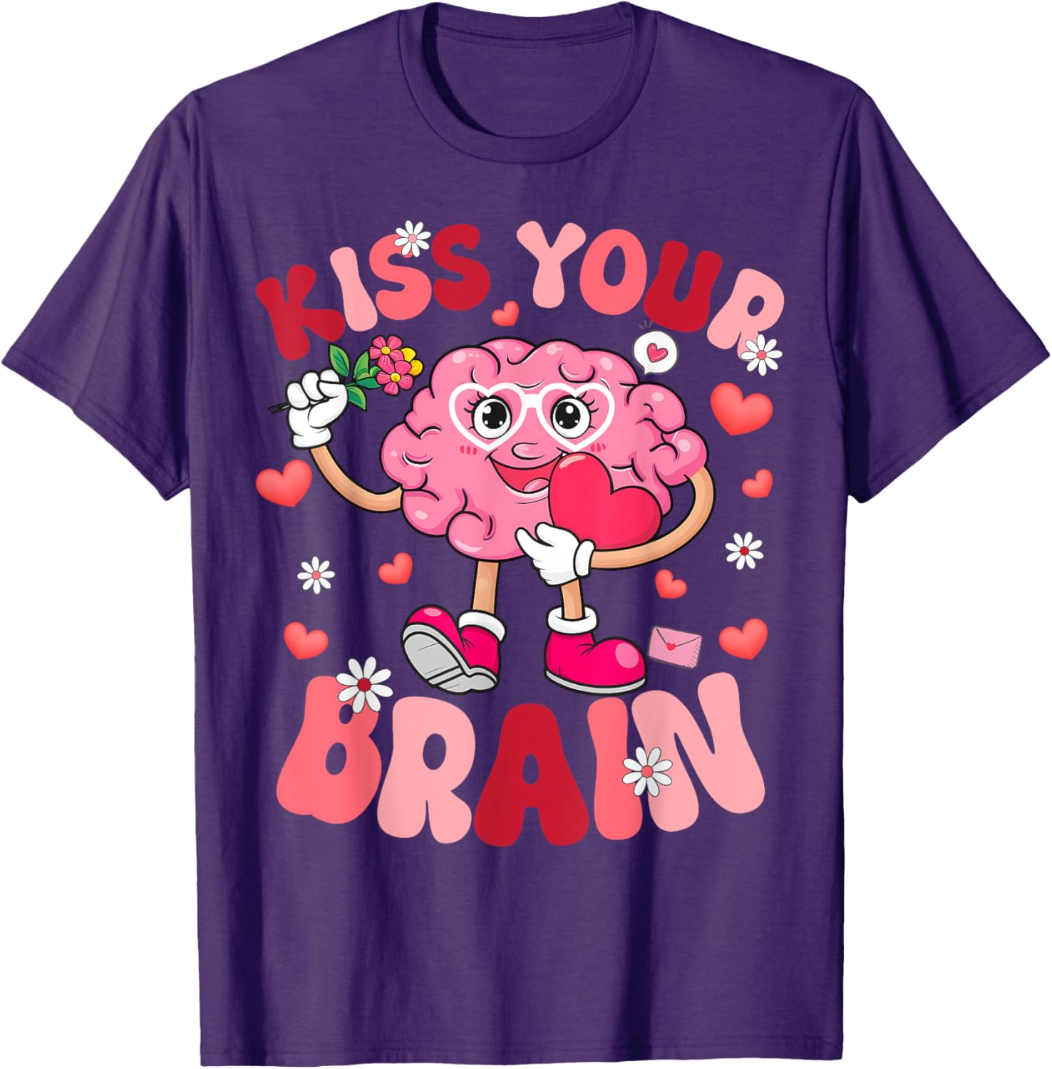 Kiss Your Brain Retro Valentines Day T-Shirt for Teacher Squad & Kids - 9