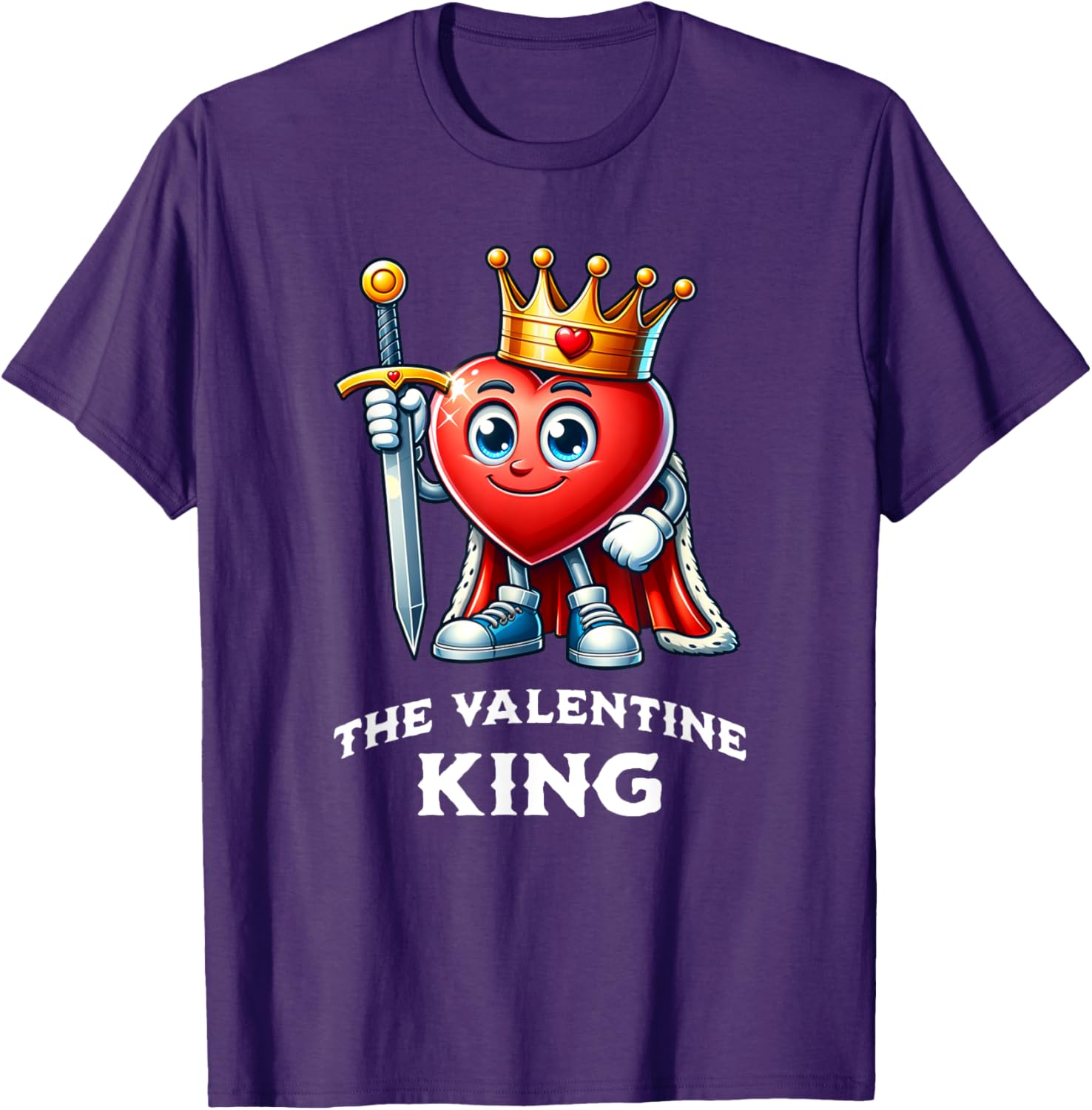 Funny Valentine's Day King Heart Graphic T-Shirt for Men and Boys - 13