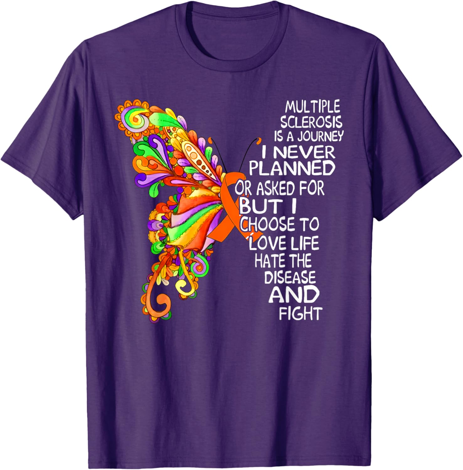 Butterfly Ribbon MS Warrior T-Shirt for Multiple Sclerosis Awareness - 26