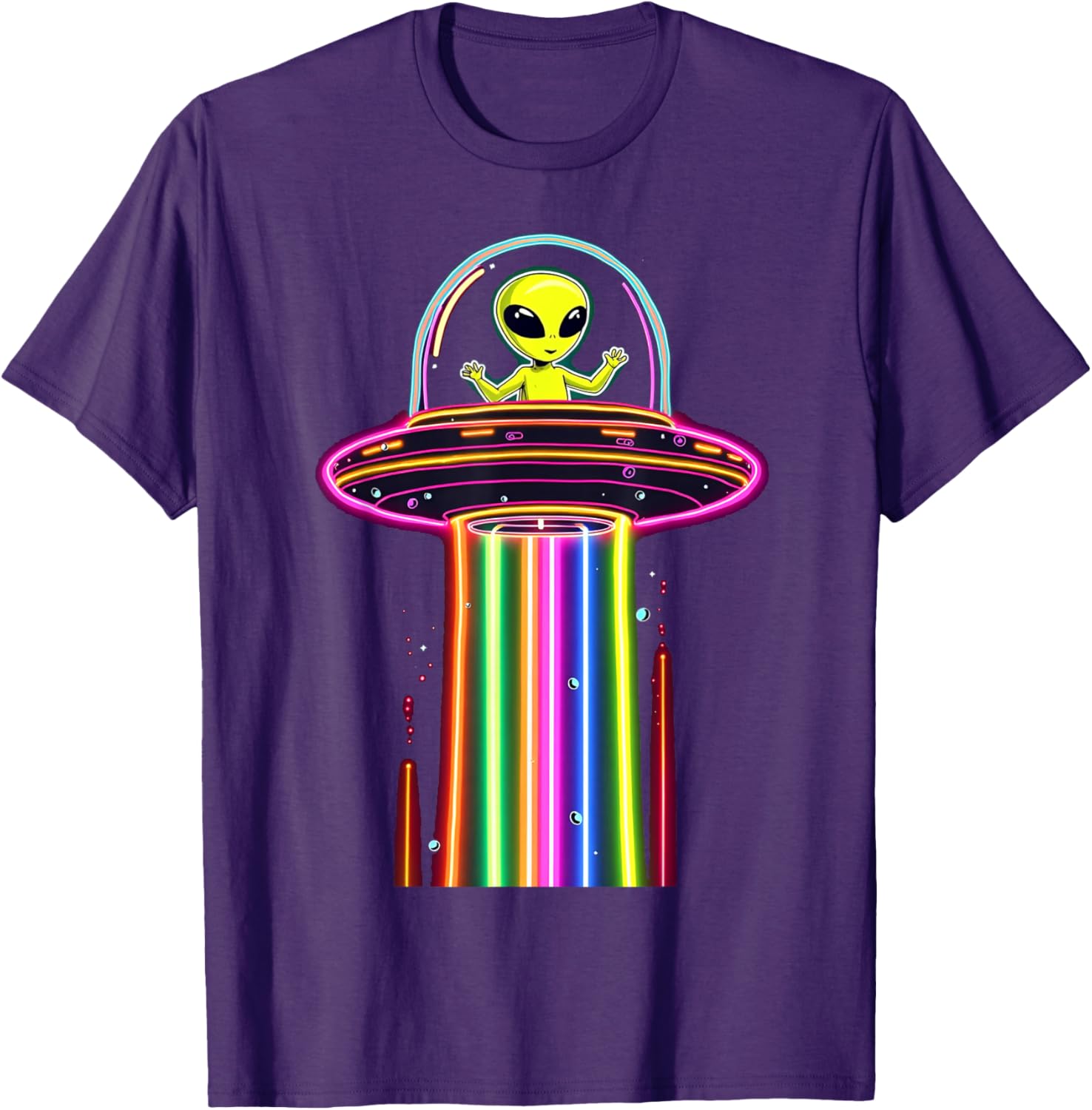 Colorful Alien Spaceship Lights Kids T-Shirt for Galaxy UFO Lovers - 2