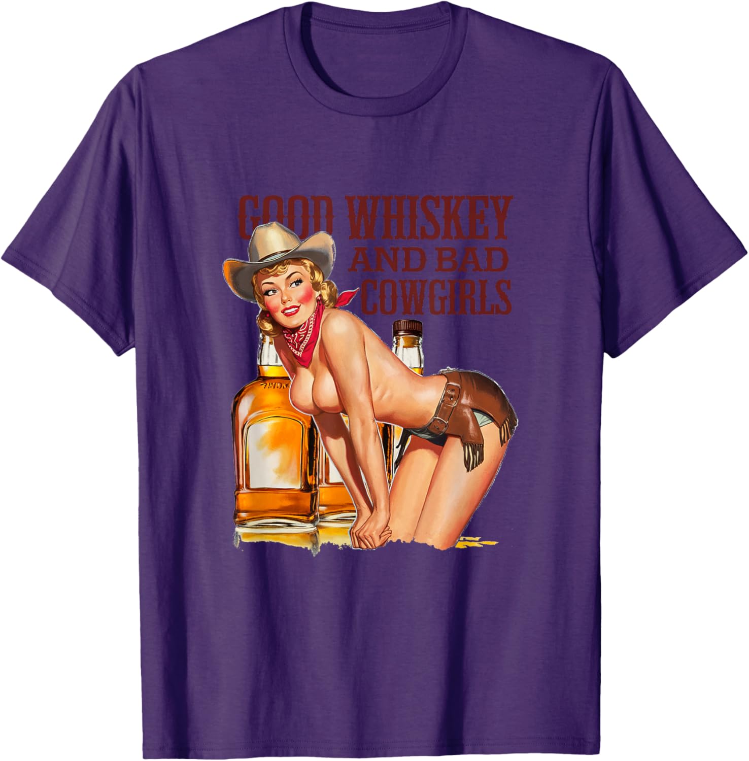 Funny Vintage Good Whiskey and Bad Cowgirls T-Shirt for Alcohol Lovers - 12