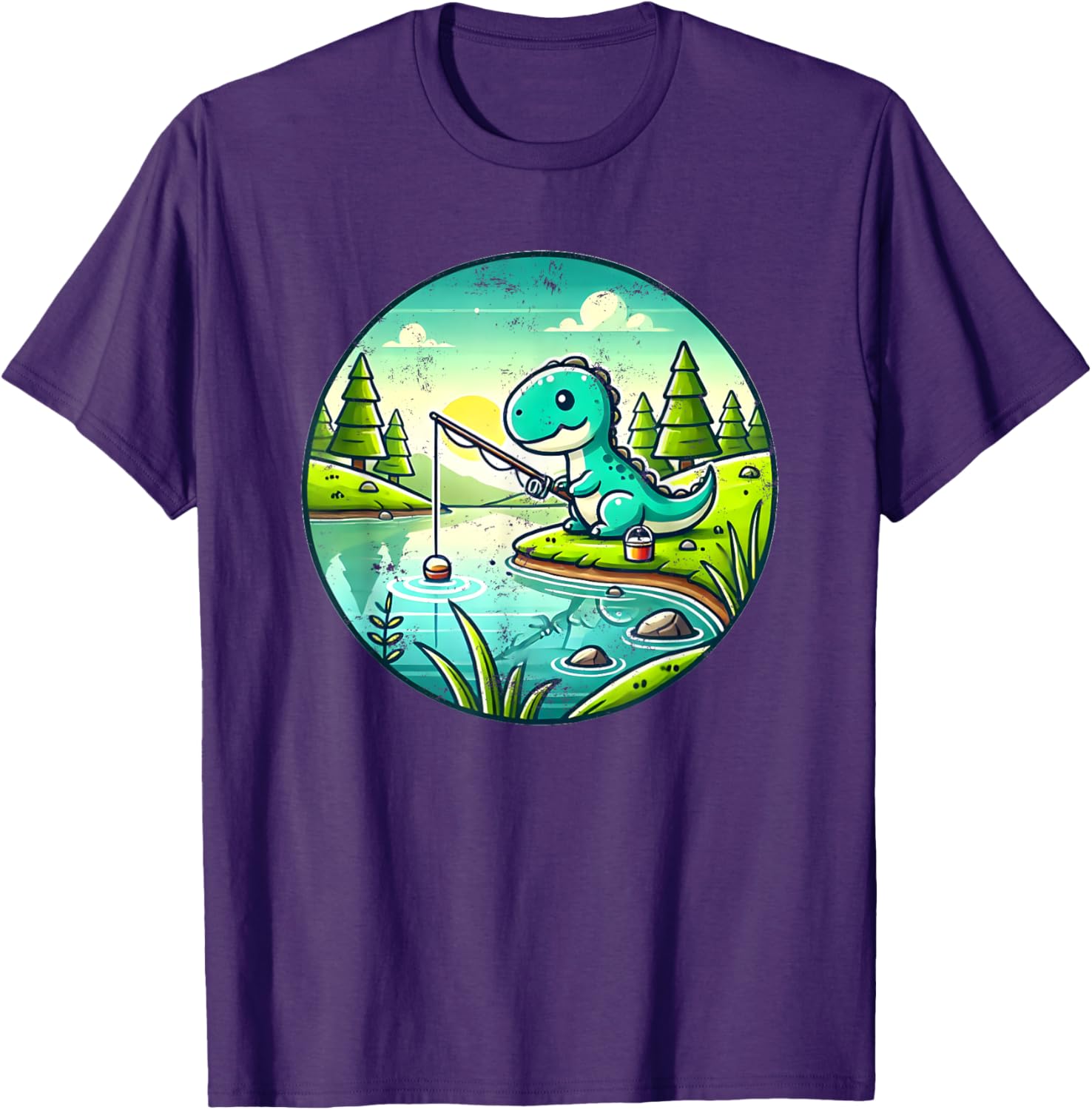 Cute Dinosaur Fishing T-Shirt for Kids and Adults - Fun and Comfy Wear - 4