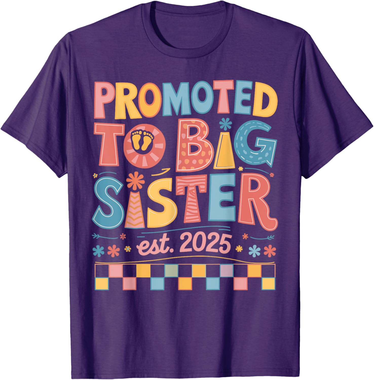 Funny Groovy Big Sister 2025 T-Shirt for New Sibling Announcement - 15