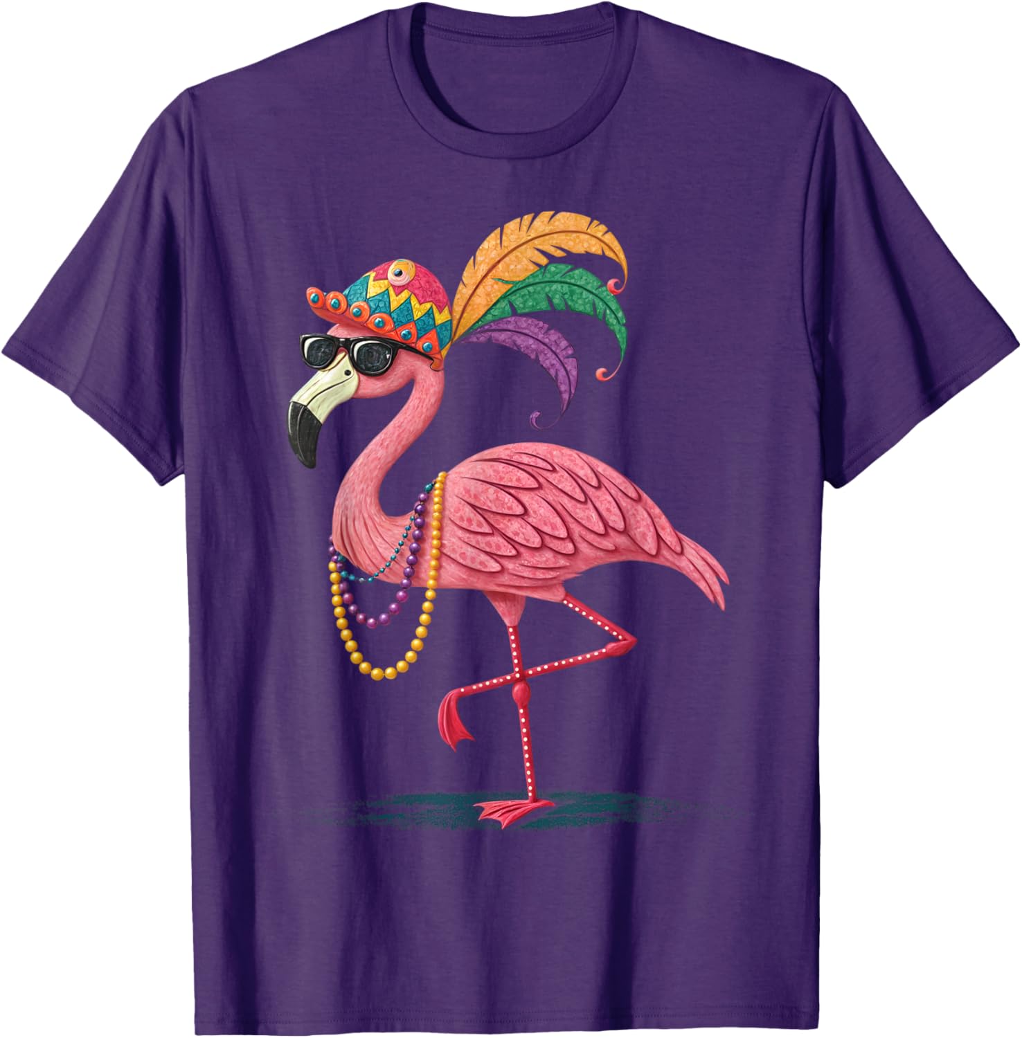 Funny Mardi Gras Flamingo Carnival Party T-Shirt for Fun Celebrations - 12