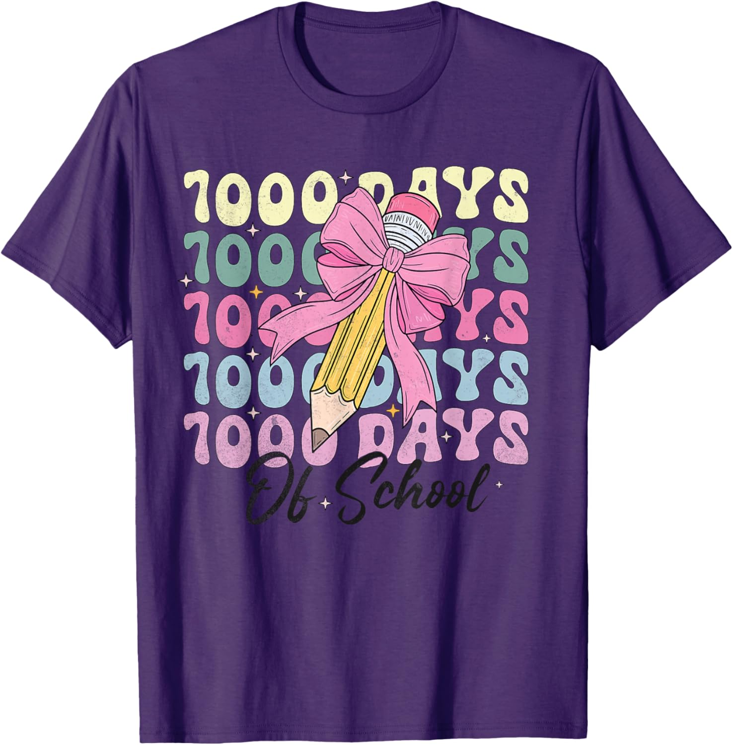 1000 Days of School Girls Coquette Bow T-Shirt for Celebration Fun - 19
