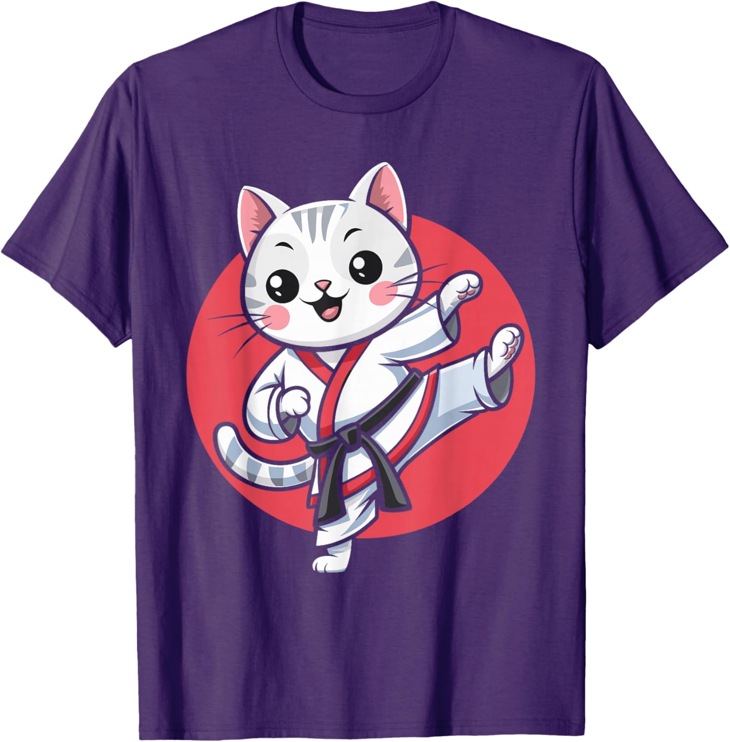 Kawaii Japanese Cat Karate Jiu Jitsu T-Shirt for Women and Kids - 8