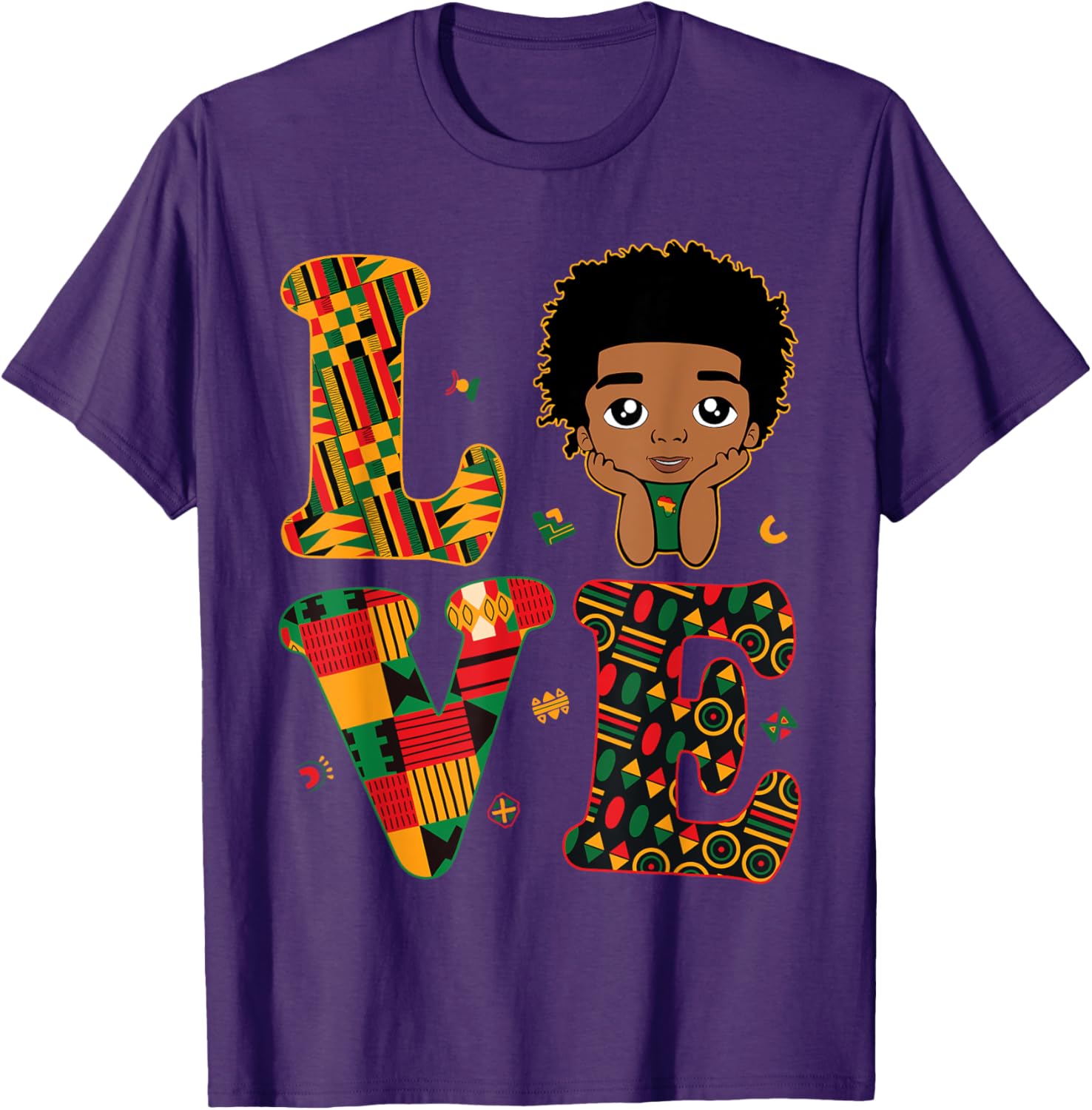 Proud LOVE African Kente Toddler Boys T-Shirt for Black History Month - 3