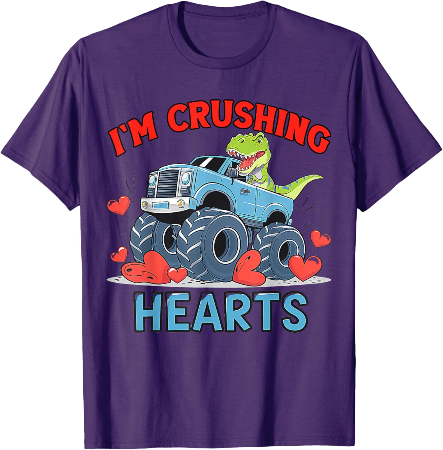 Hearts Crusher Monster Truck Valentine's Day T-Shirt for Kids and Adults - 22