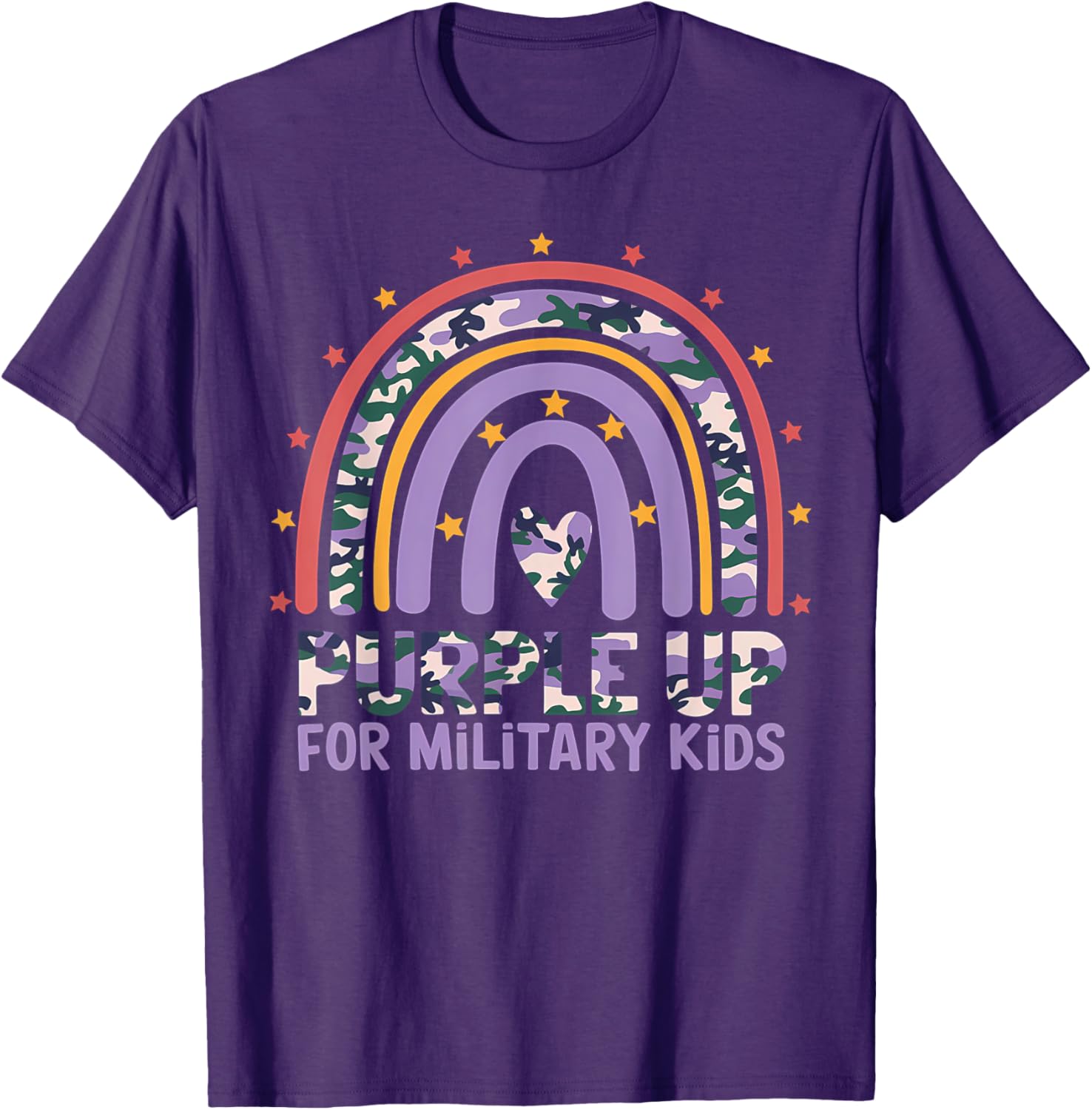 Purple Up Military Kids Month Rainbow T-Shirt for Proud Army Families - 1