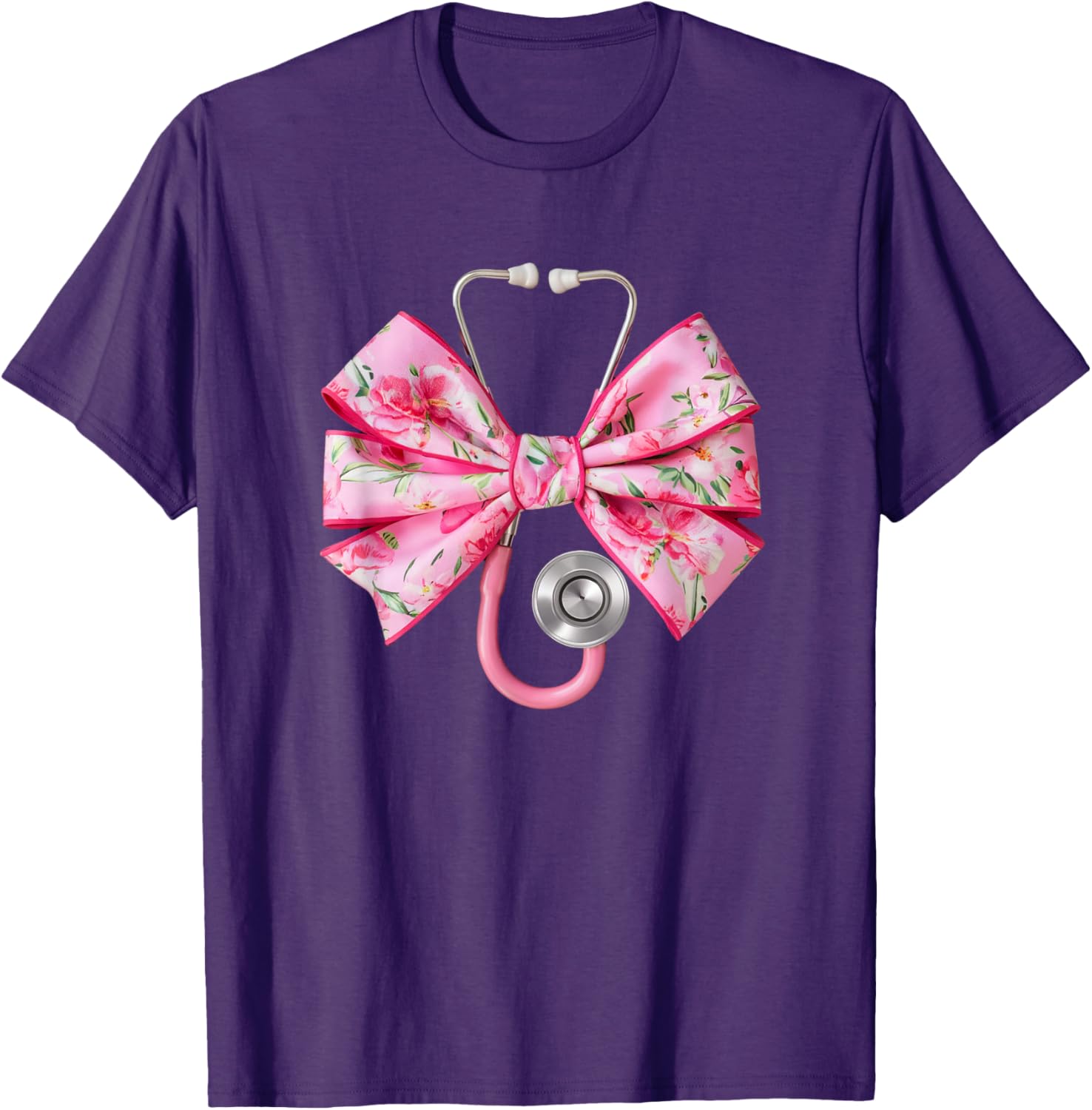 Pink Coquette Nurse Stethoscope Bow T-Shirt for Nurse Appreciation Gift - 26