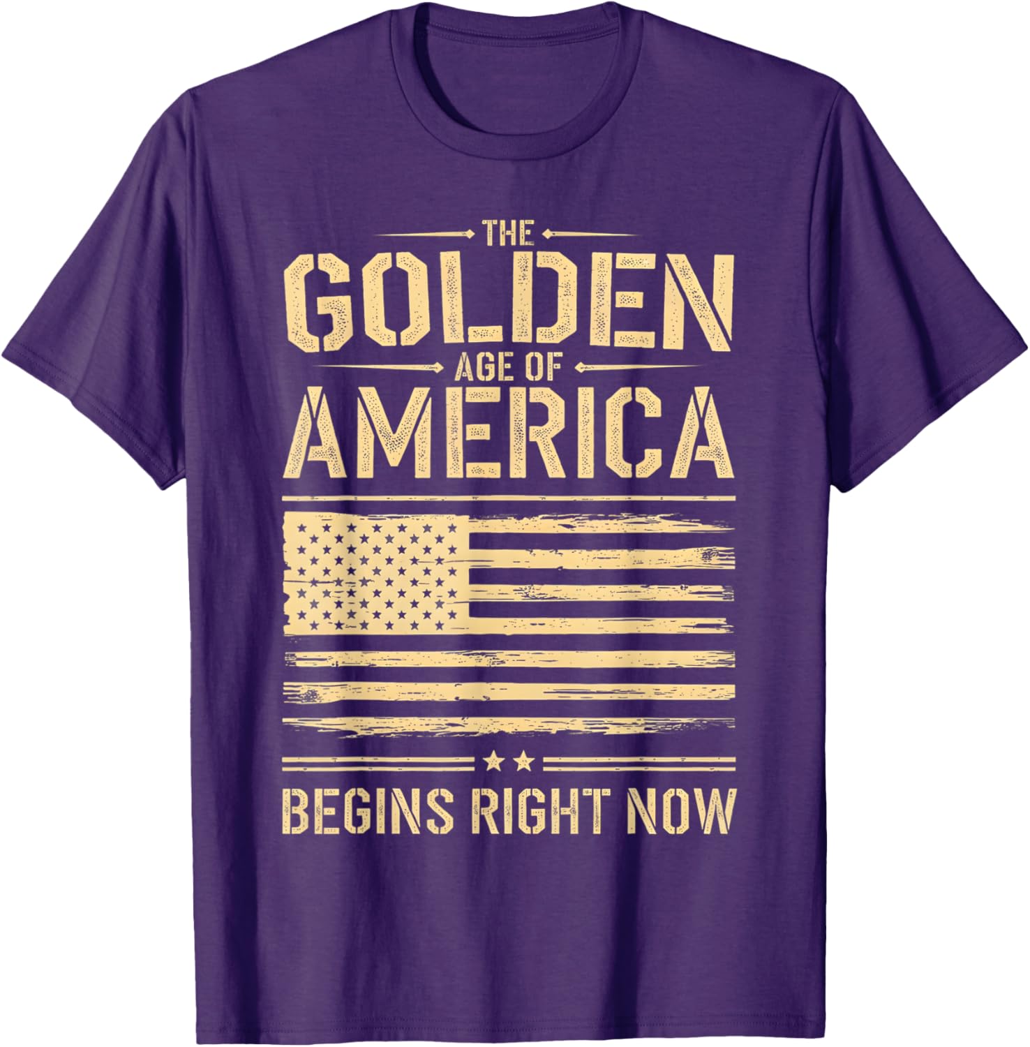 Golden Age of America Distressed T-Shirt with USA Flag Design - 4
