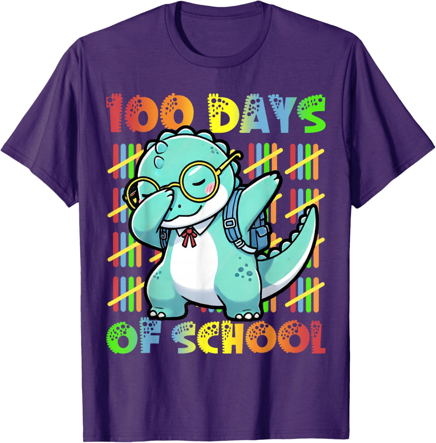 Dabbing Dinosaur 100 Days of School Kids T-Shirt for Fun Celebrations - 3