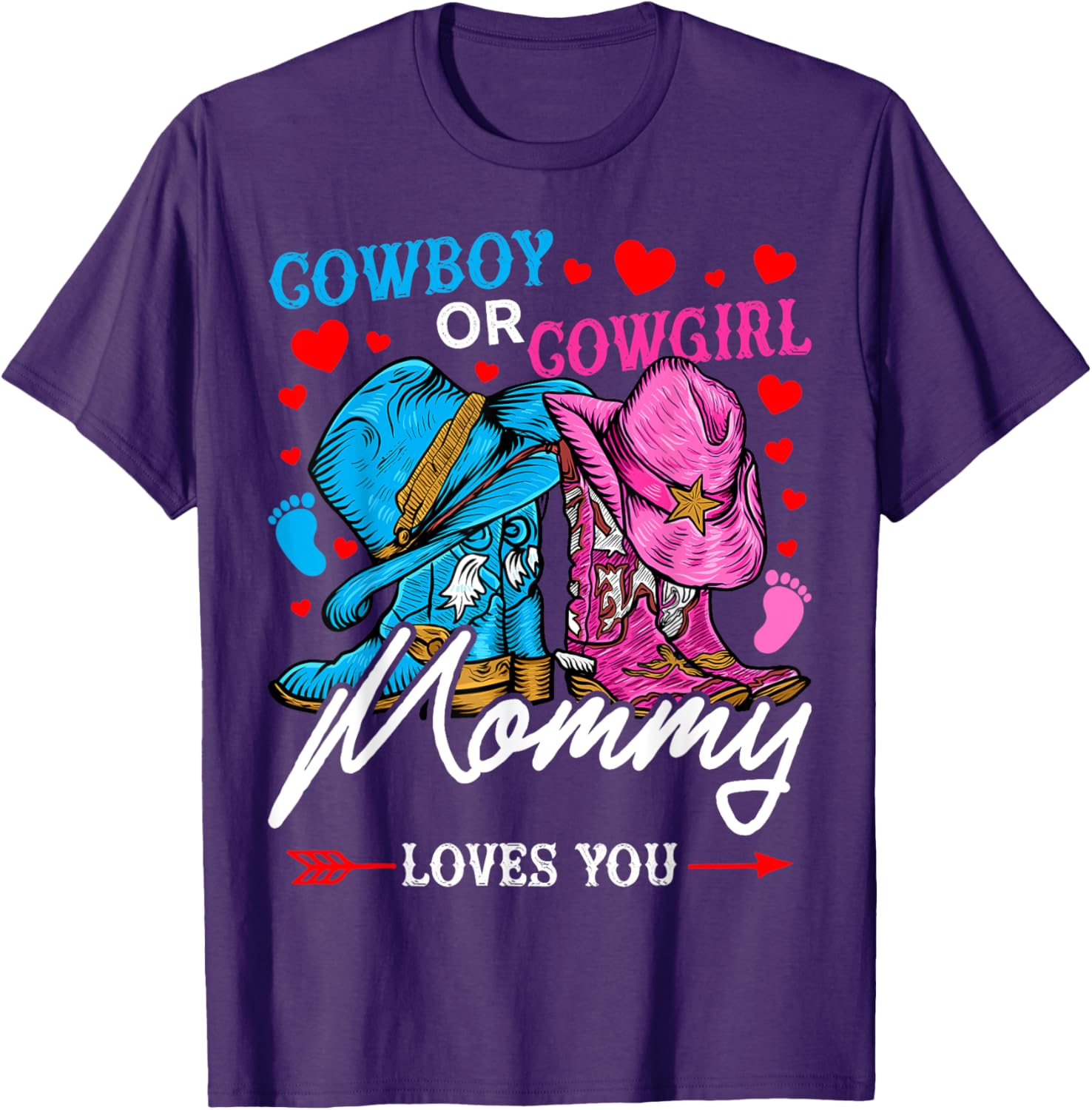 Adorable Gender Reveal T-Shirt for Mom - Cowboy or Cowgirl Style - 3